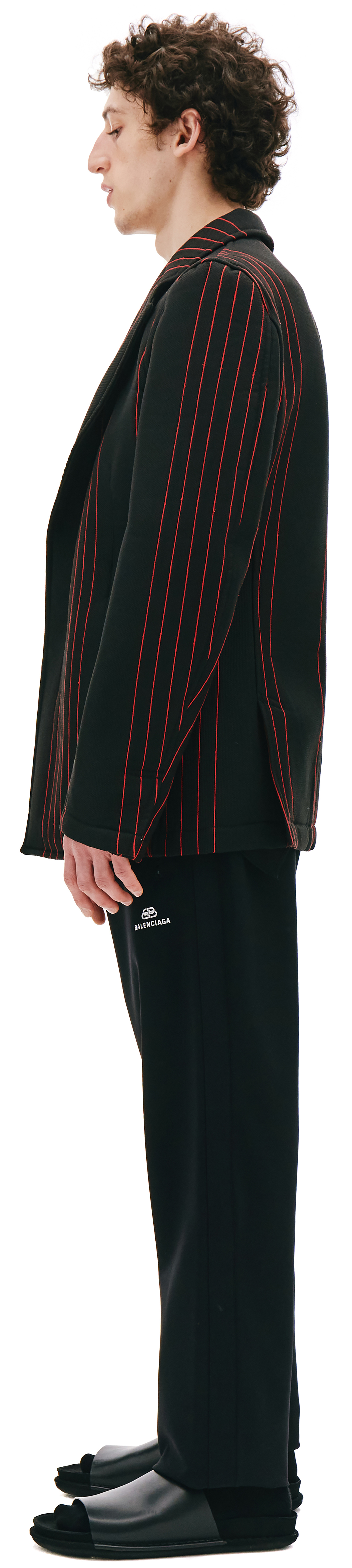 Comme des Garcons Homme plus Black Jacket With Red Stripes