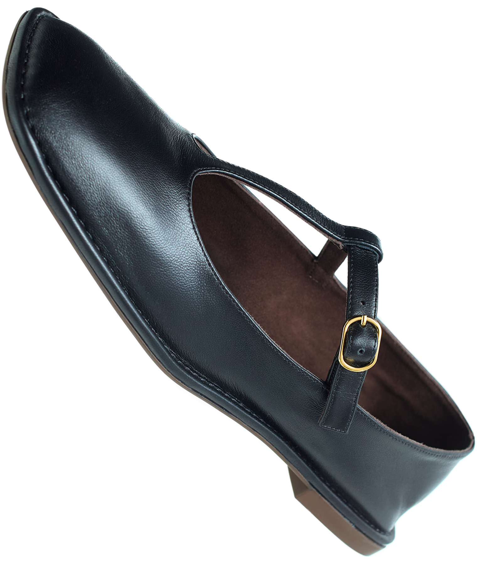 The Row SQUARE T-STRAP Leather Sandals