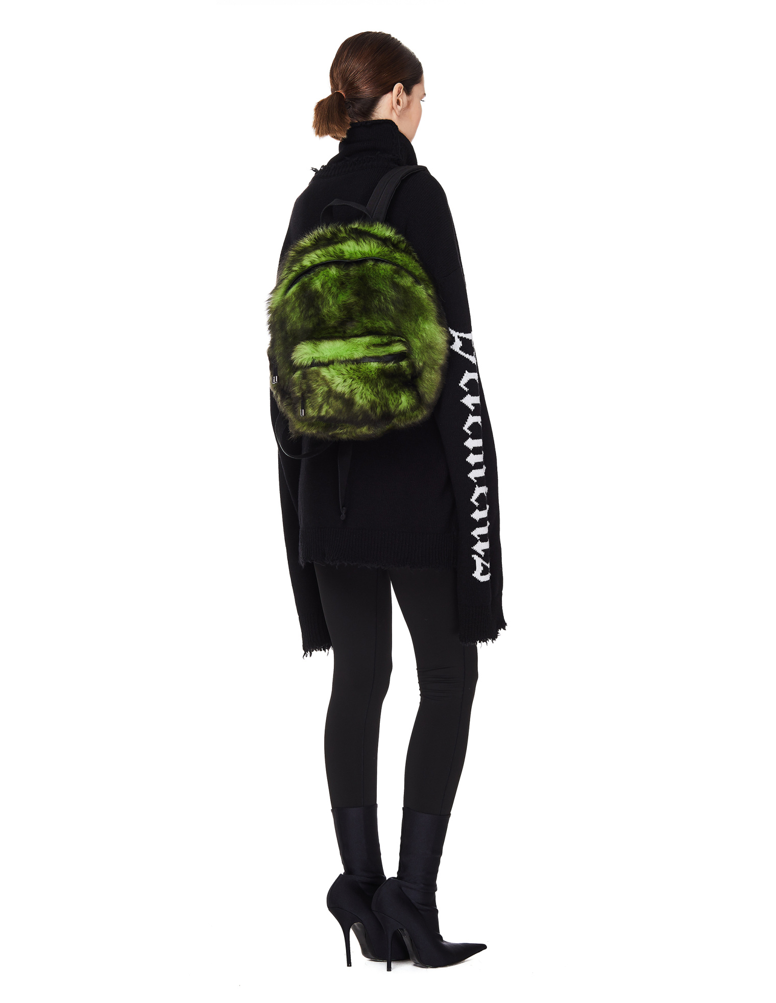 VETEMENTS Черно-зеленый меховой рюкзак