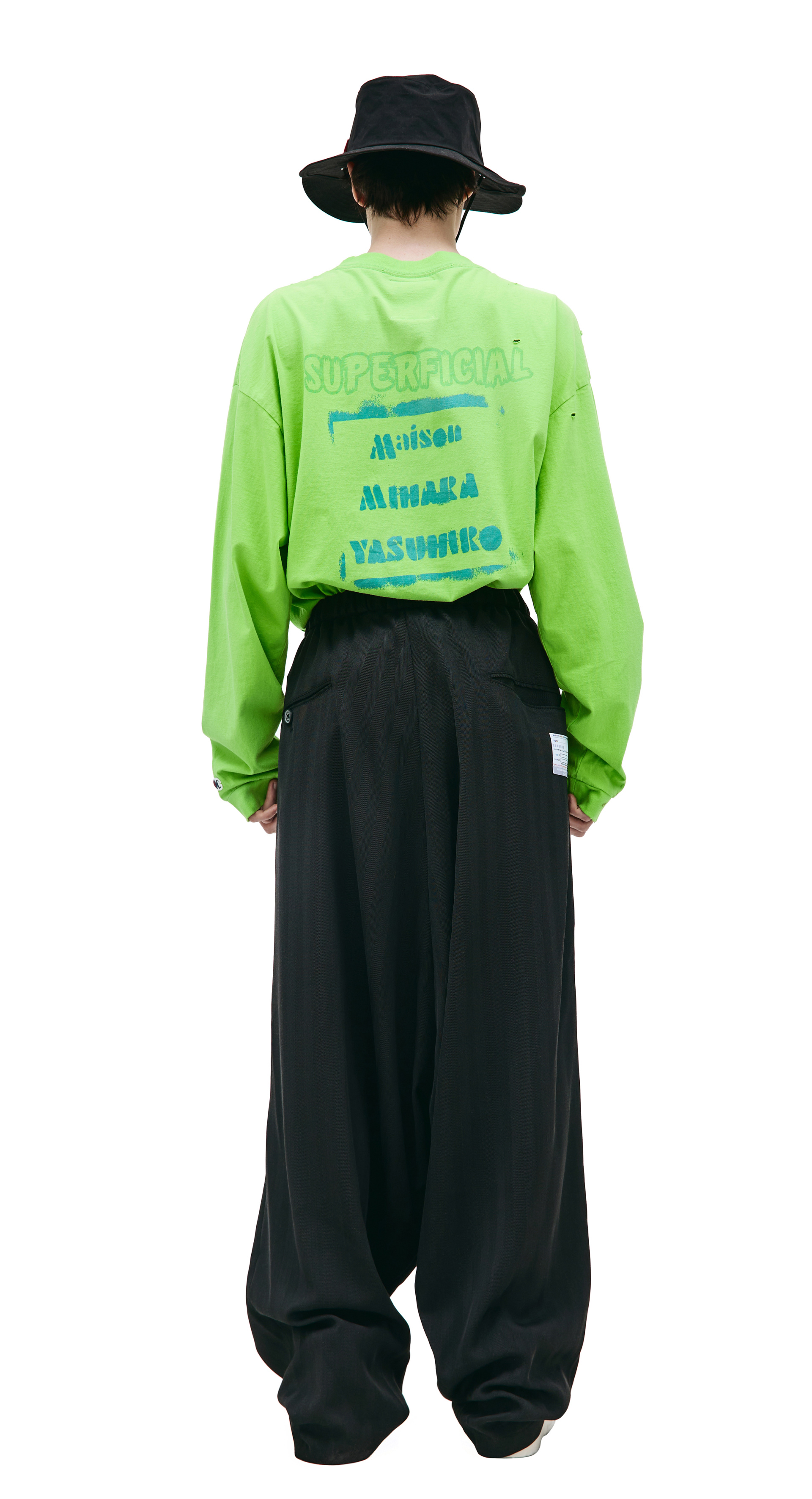 Maison Mihara Yasuhiro Wrapped-waist herringbone trousers