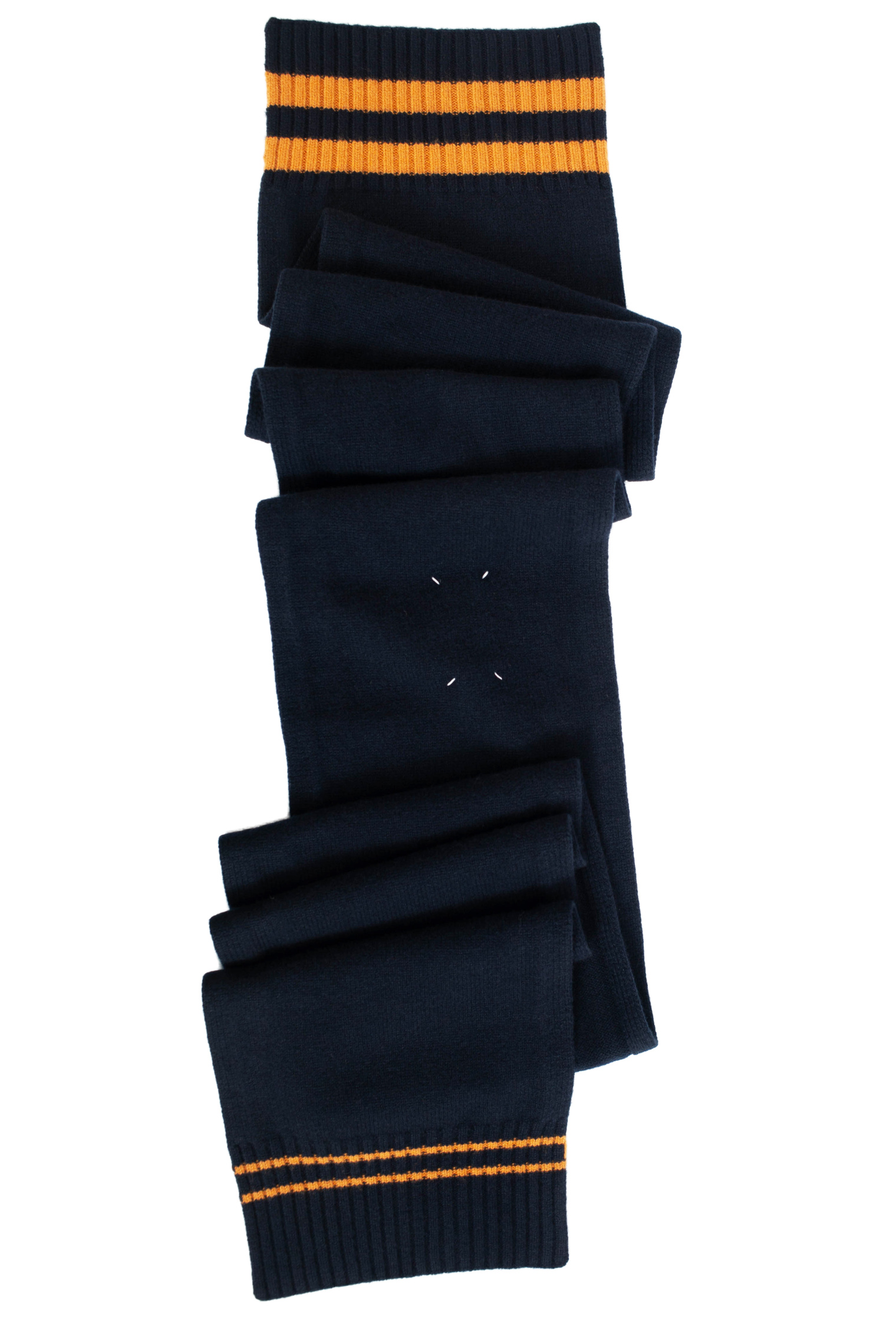 Maison Margiela Navy Blue Contrasting Stripes Wool Scarf