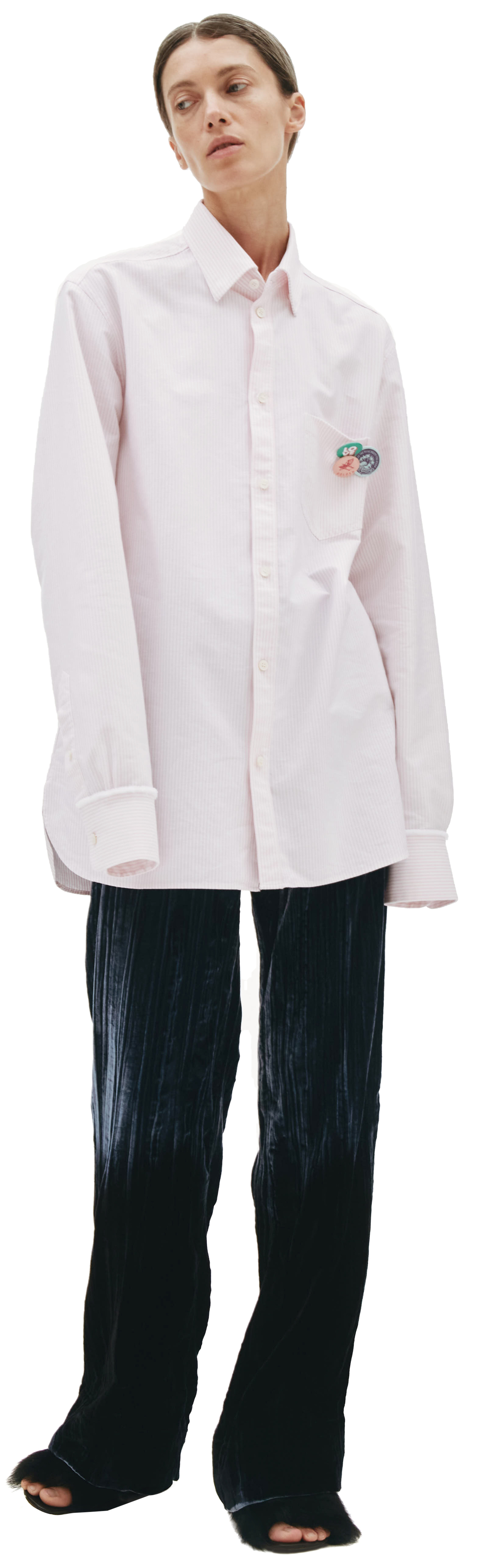 Golden Goose Oversized stripes shirt with pins
