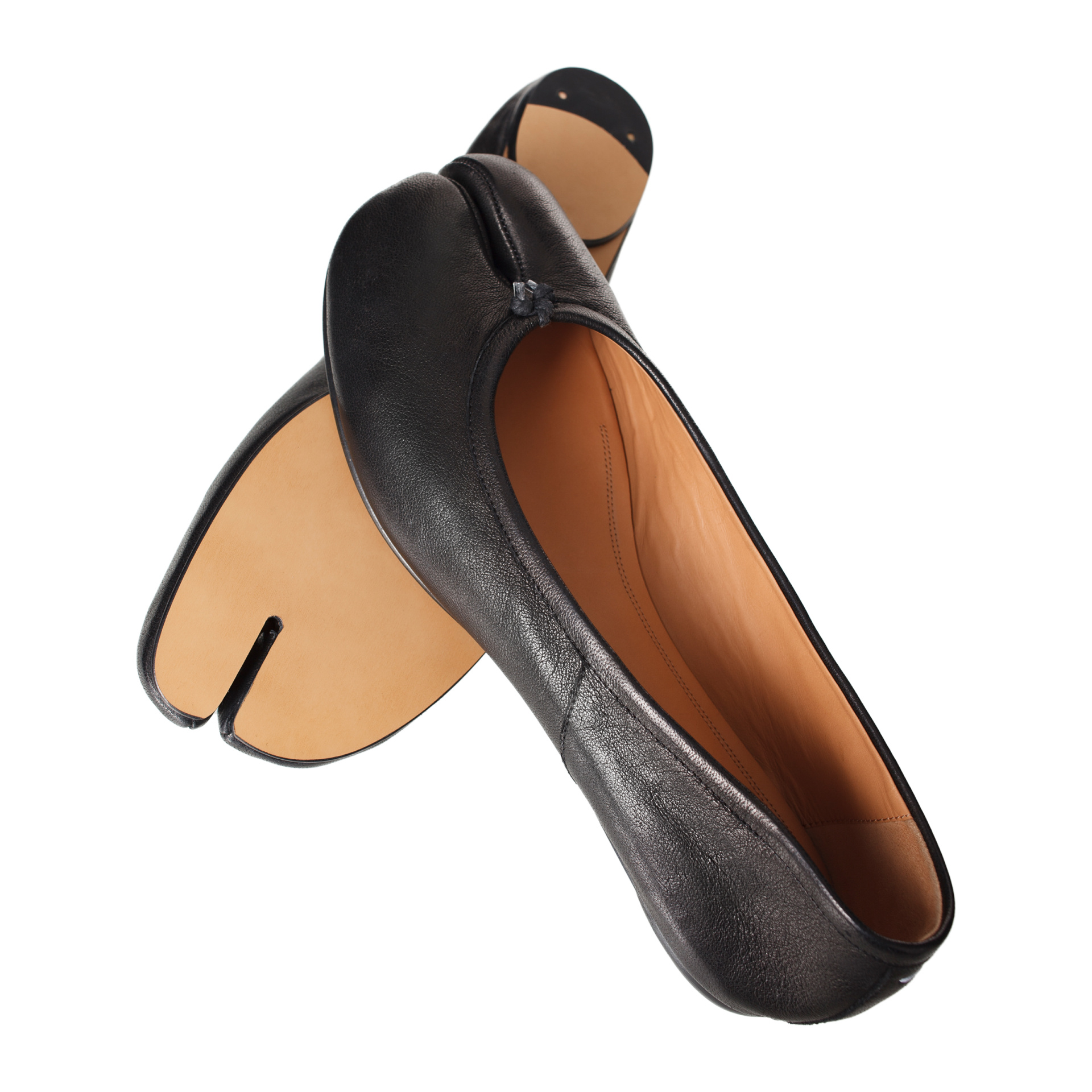 Maison Margiela Black Leather Tabi Ballerinas