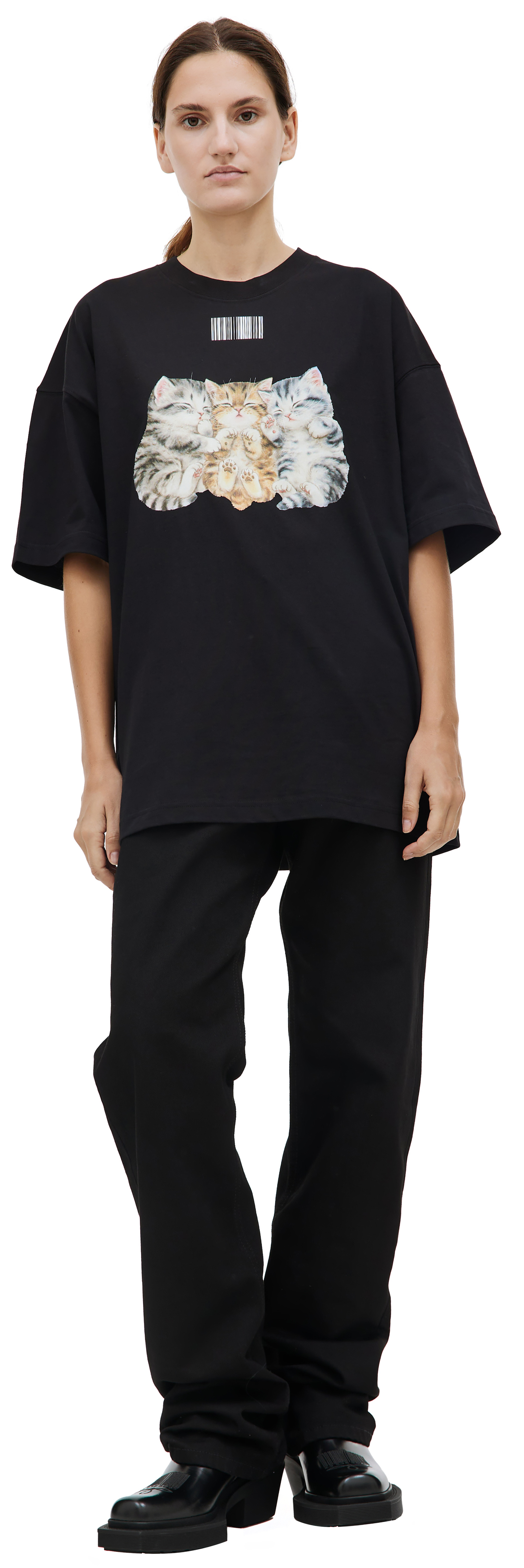 VTMNTS Black Cute Cat t-shirt