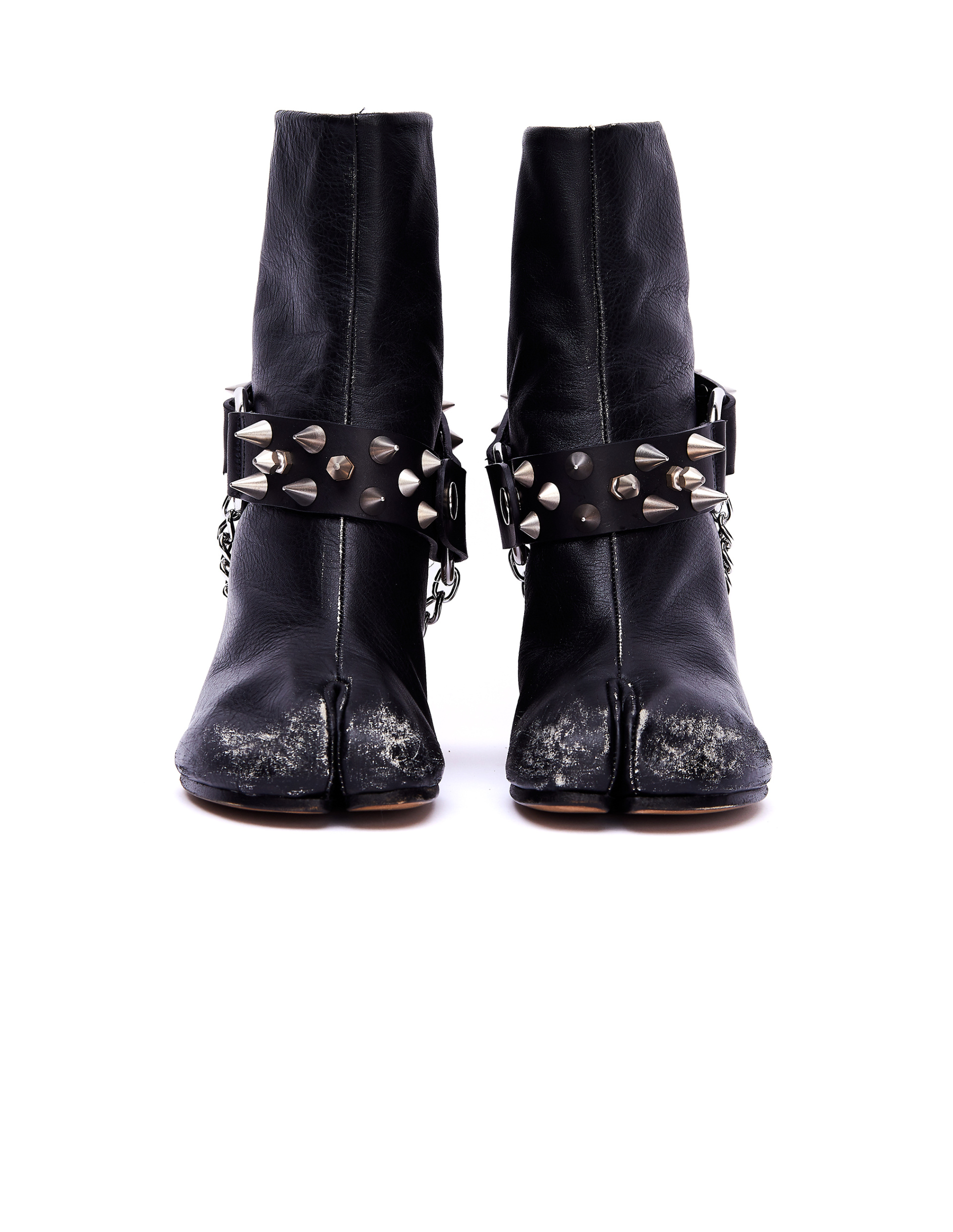 Maison Margiela Black Leather Spike Tabi Boots