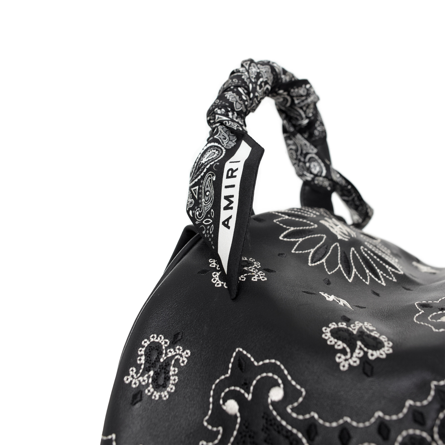 AMIRI Leather backpack with paisley print