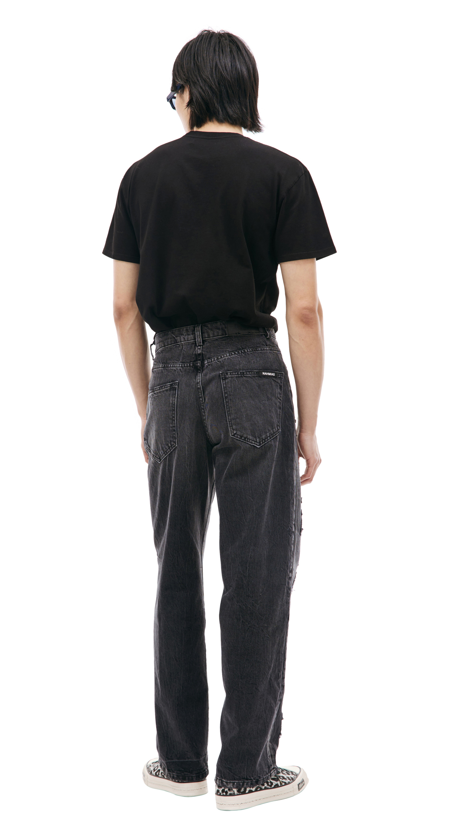 Nahmias Nahmias x Kodak Black logo-patch wide leg jeans