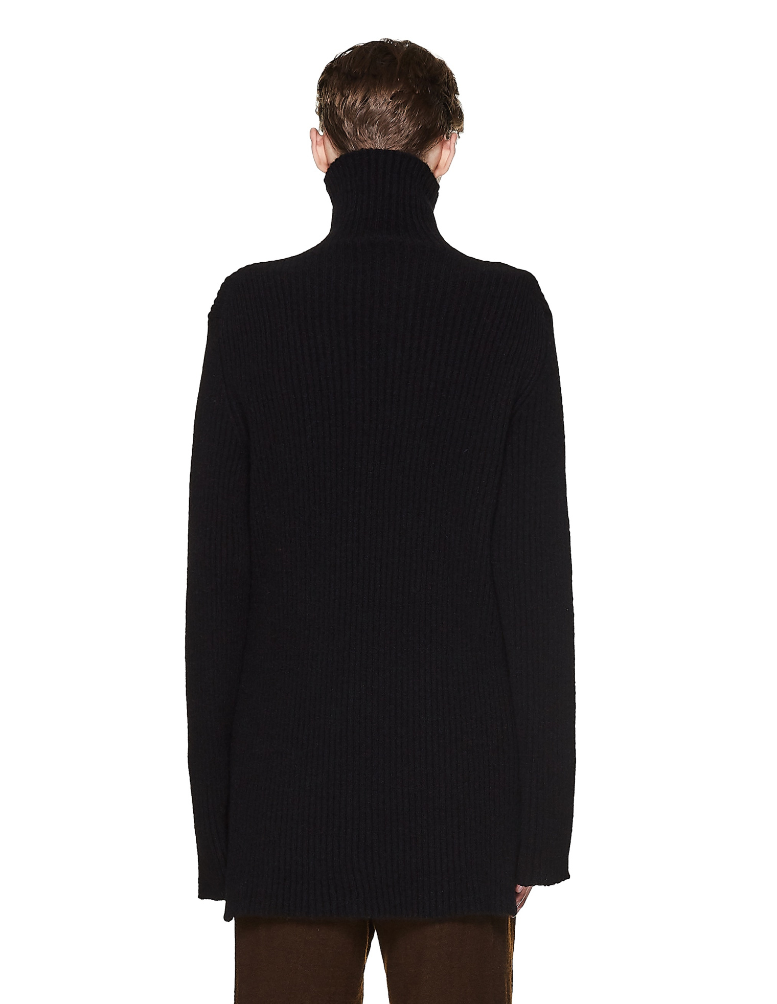 Ann Demeulemeester Black Wool & Silk Rib Knit Sweater