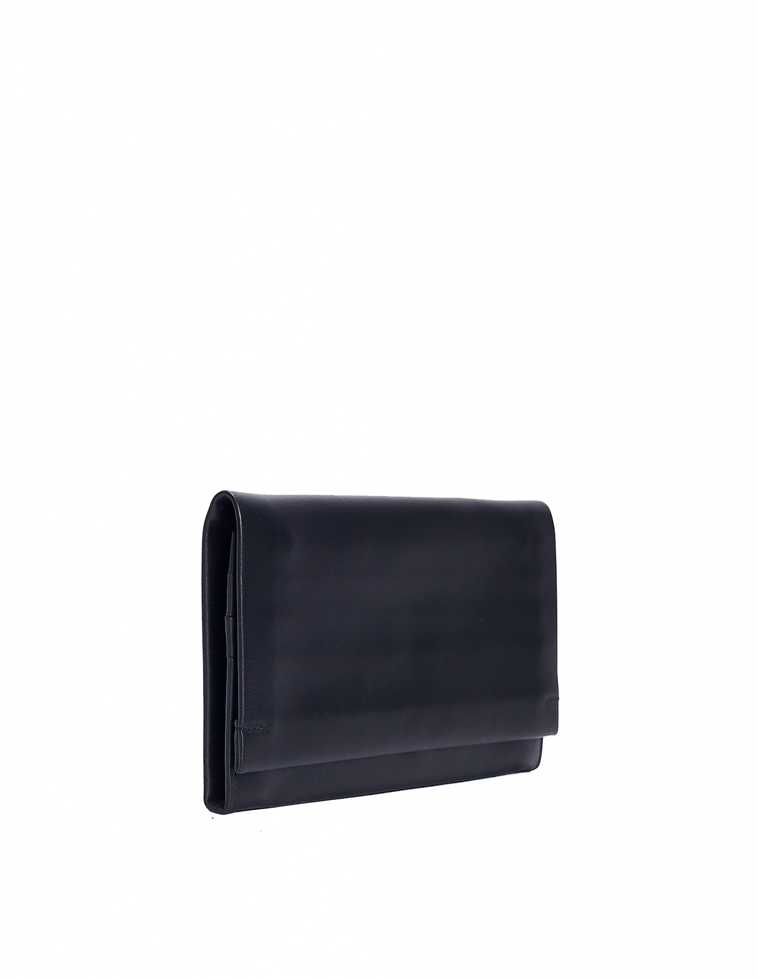 Isaac Reina Black Shoulder Strap Leather Wallet