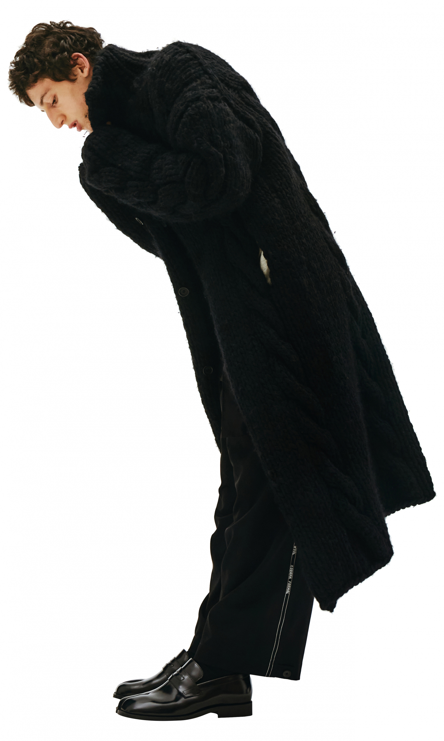 Yohji Yamamoto Chunky Knit Long Cardigan Coat