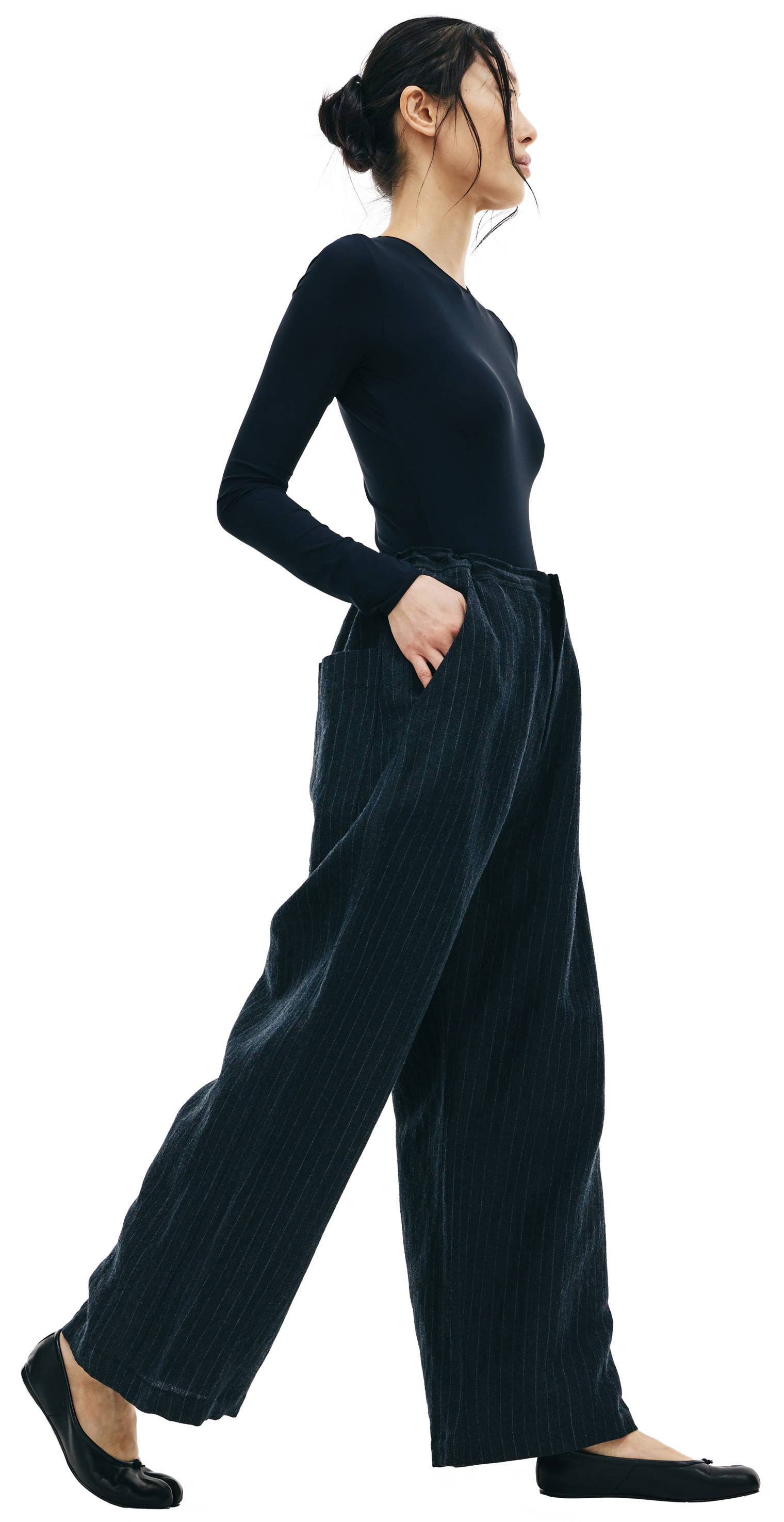 Y\'s Black Striped Trousers