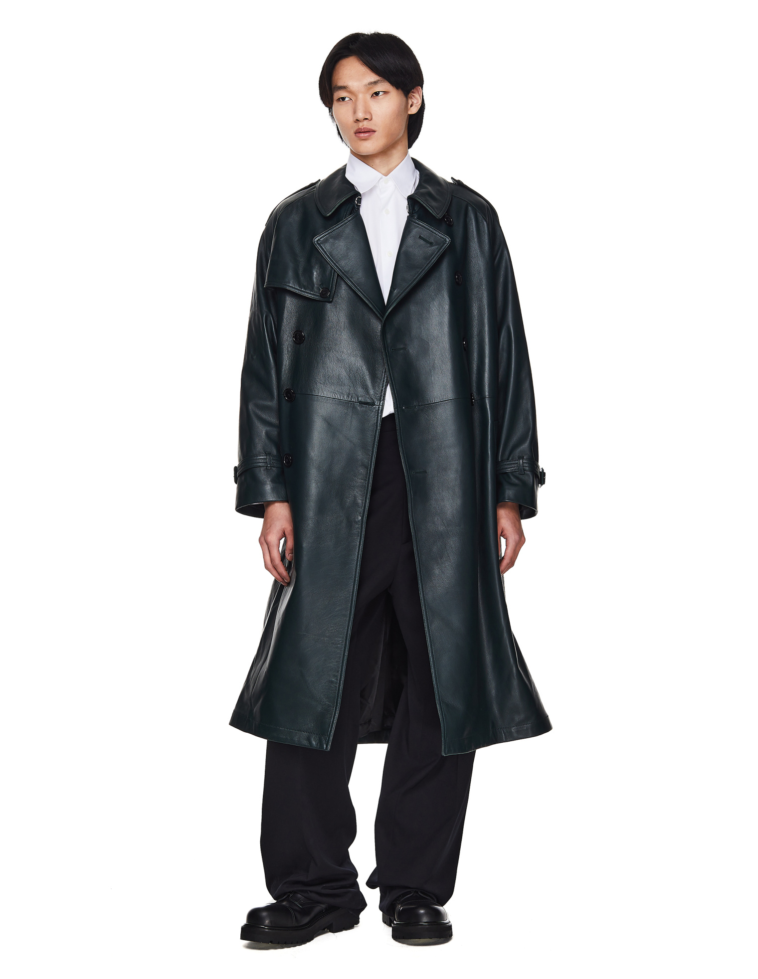 VETEMENTS Leather Double Breasted Coat
