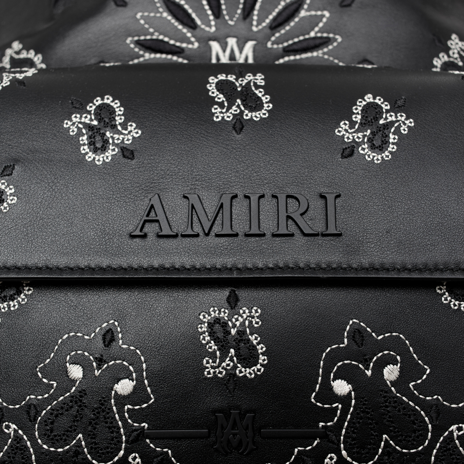 AMIRI Leather backpack with paisley print