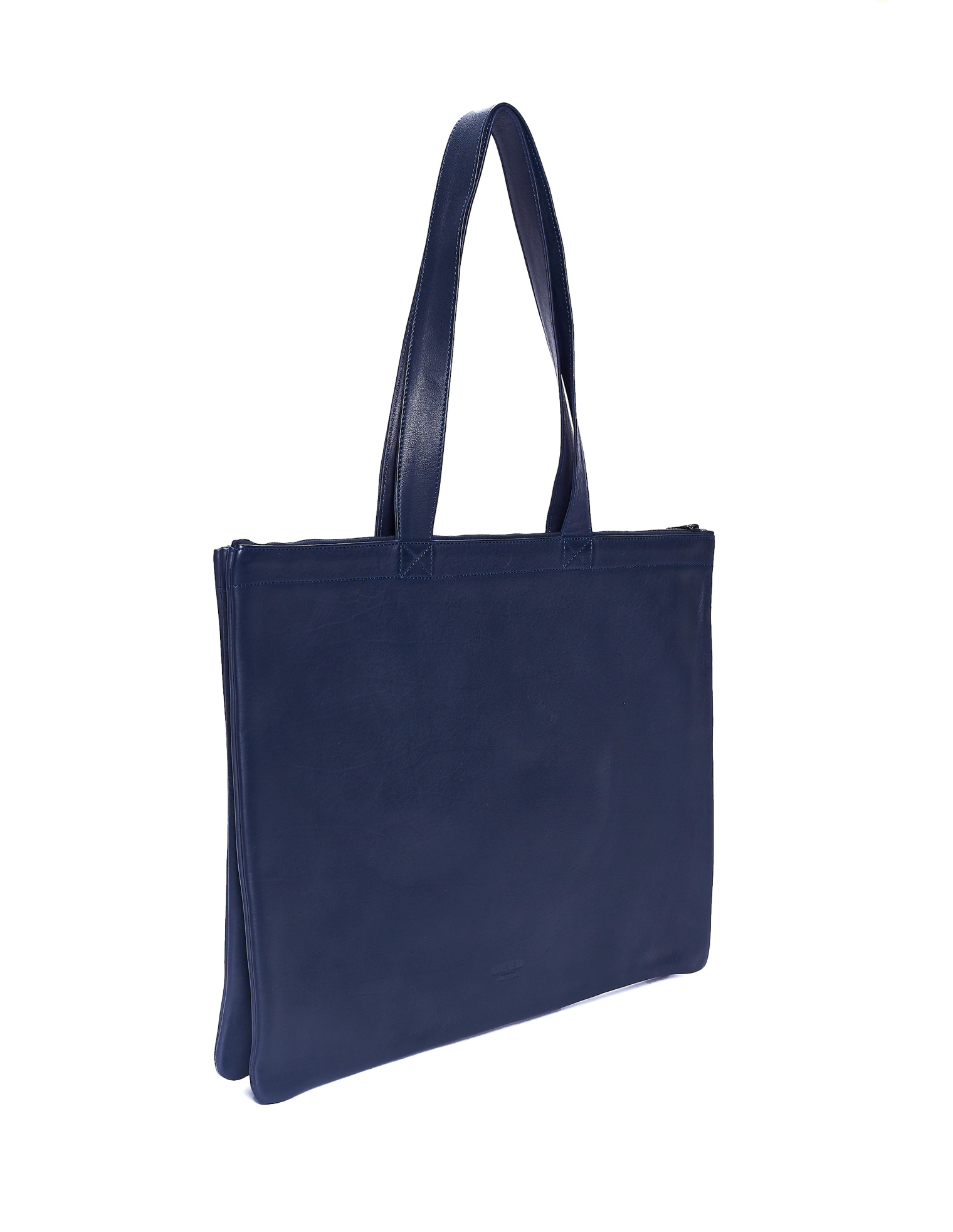 Isaac Reina Navy Blue Leather Double Shopper Bag