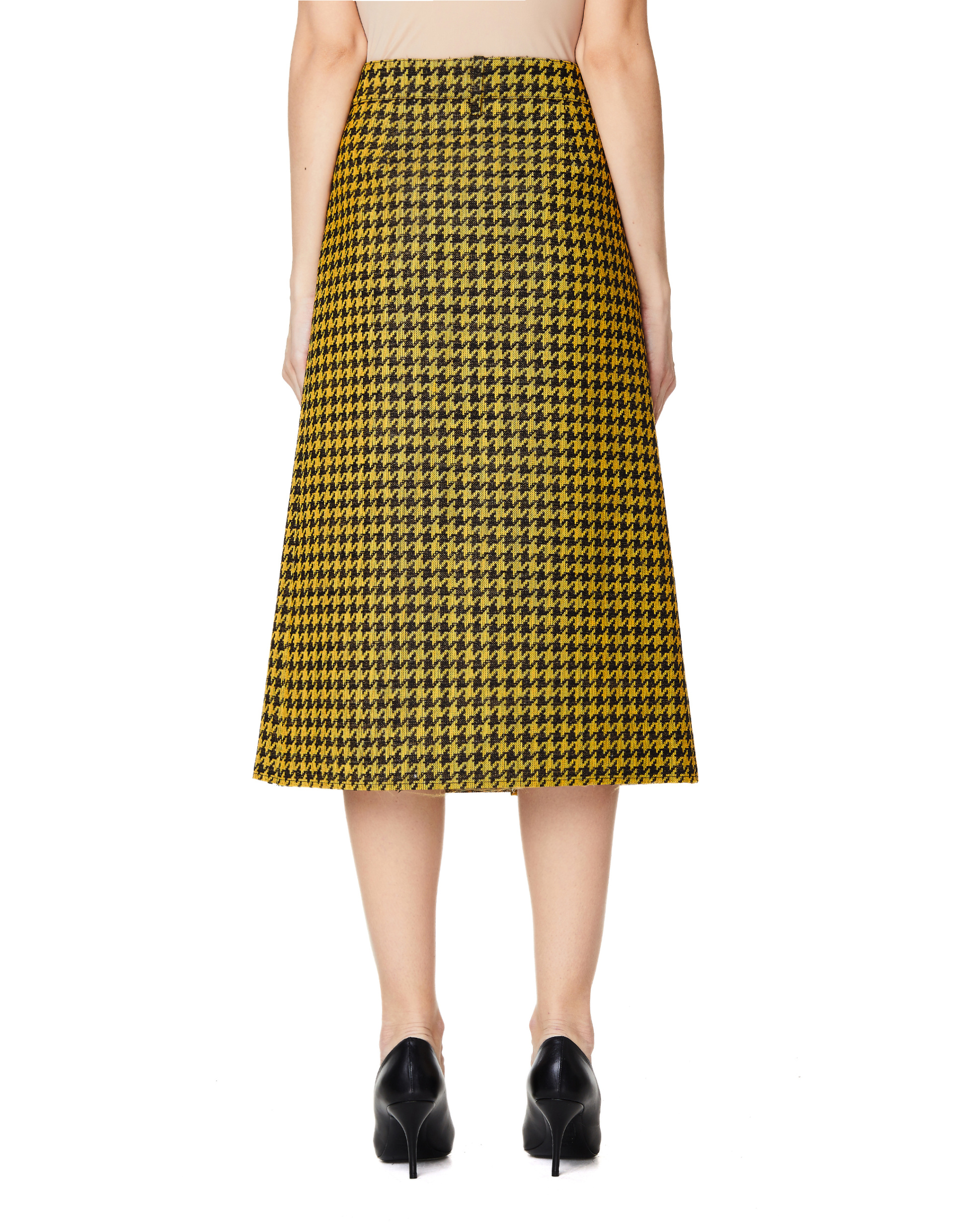 Balenciaga Wool Checked Pencil Skirt