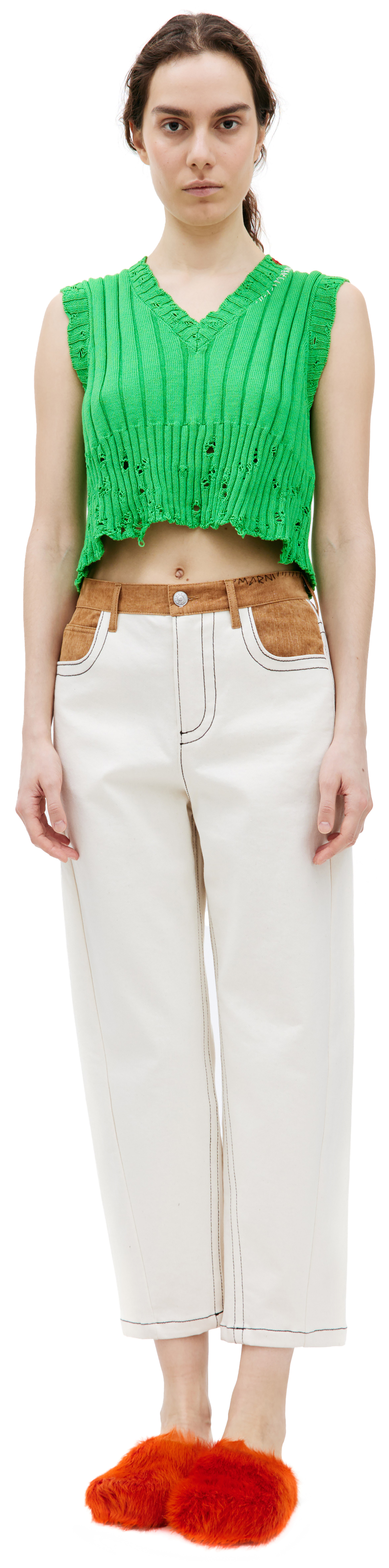 Marni Прямые брюки с контрастным поясом