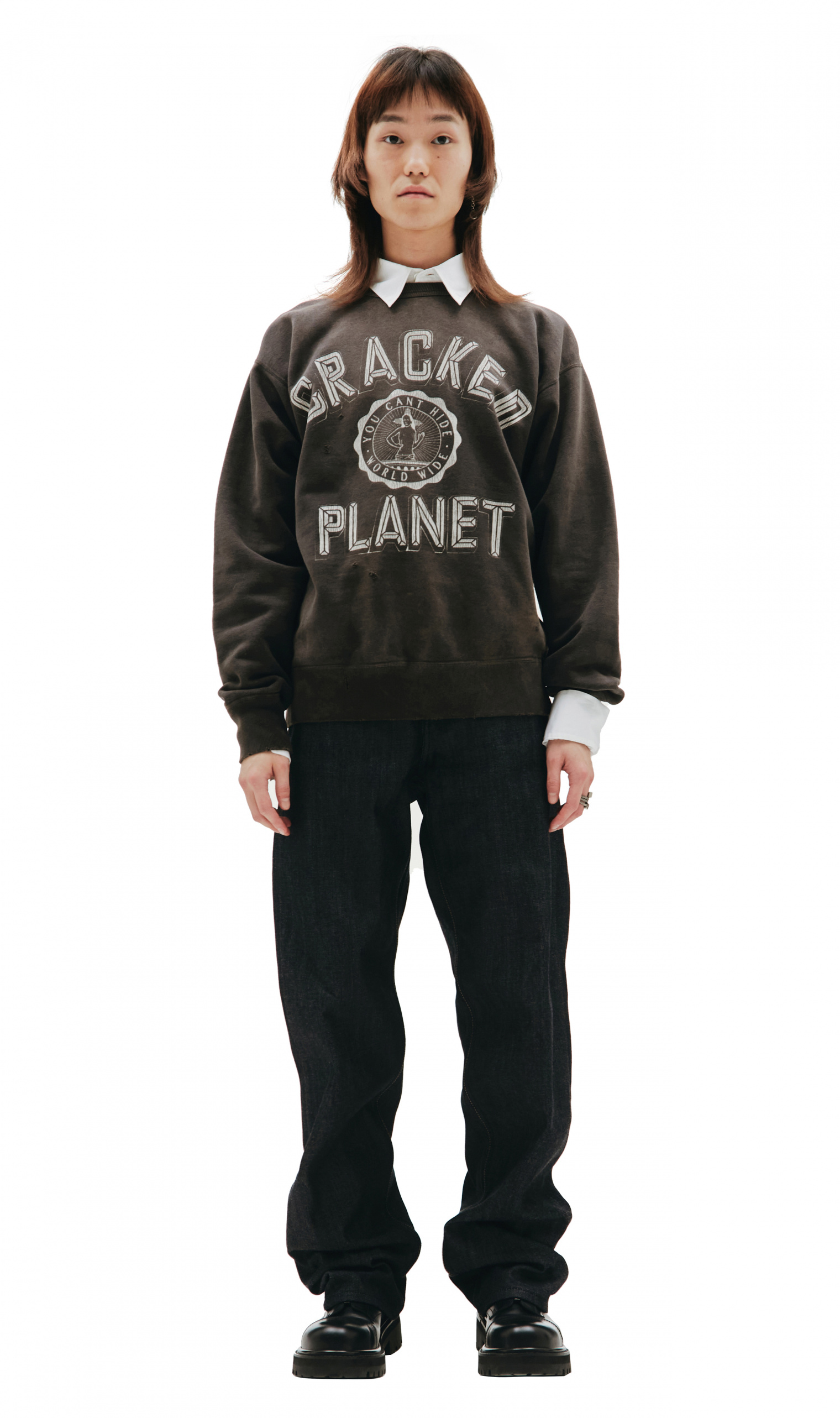 Saint Michael Cracked Planet Printed Sweatshirt