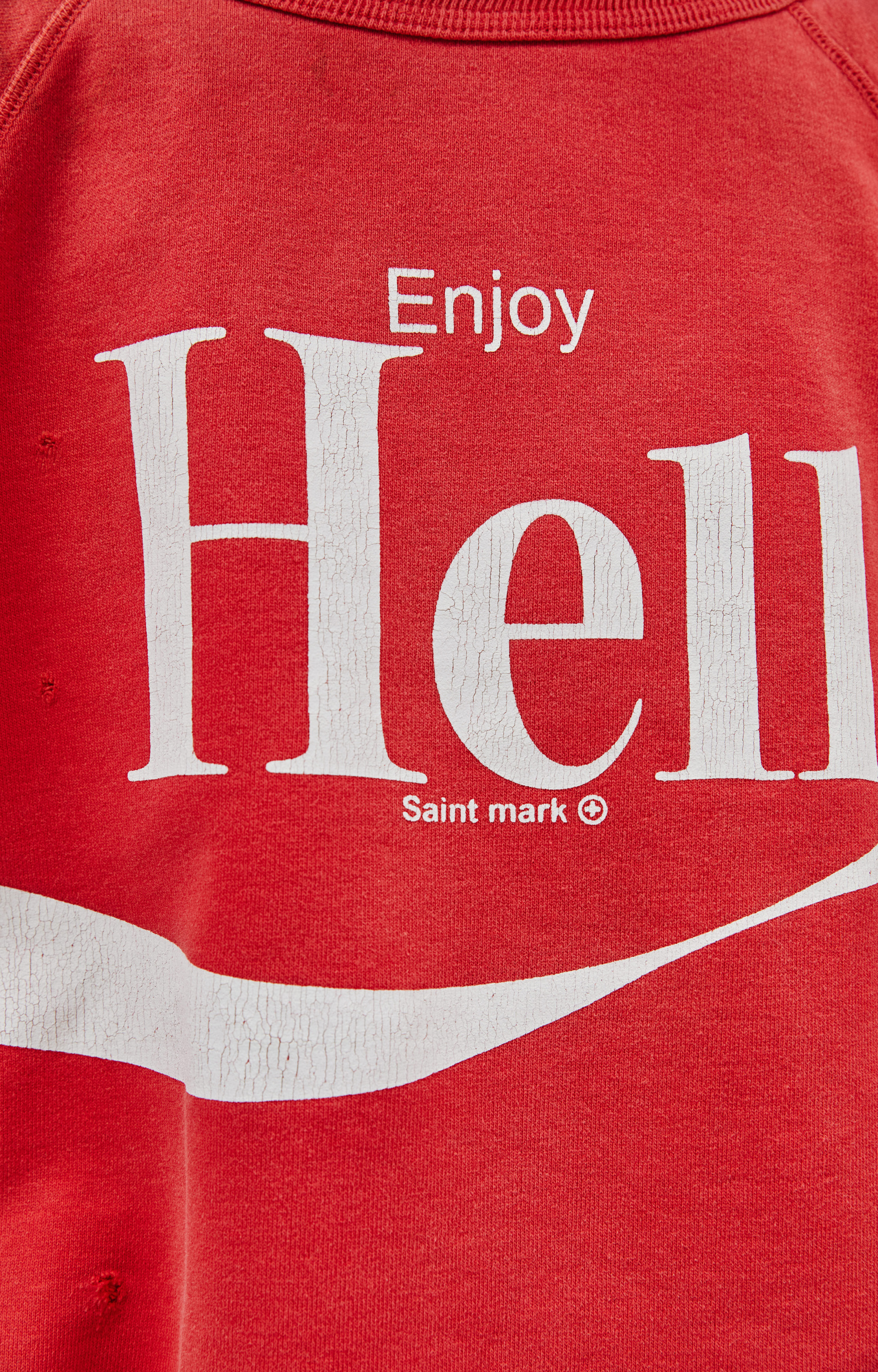 Saint Michael Рваный свитшот с принтом Enjoy hell