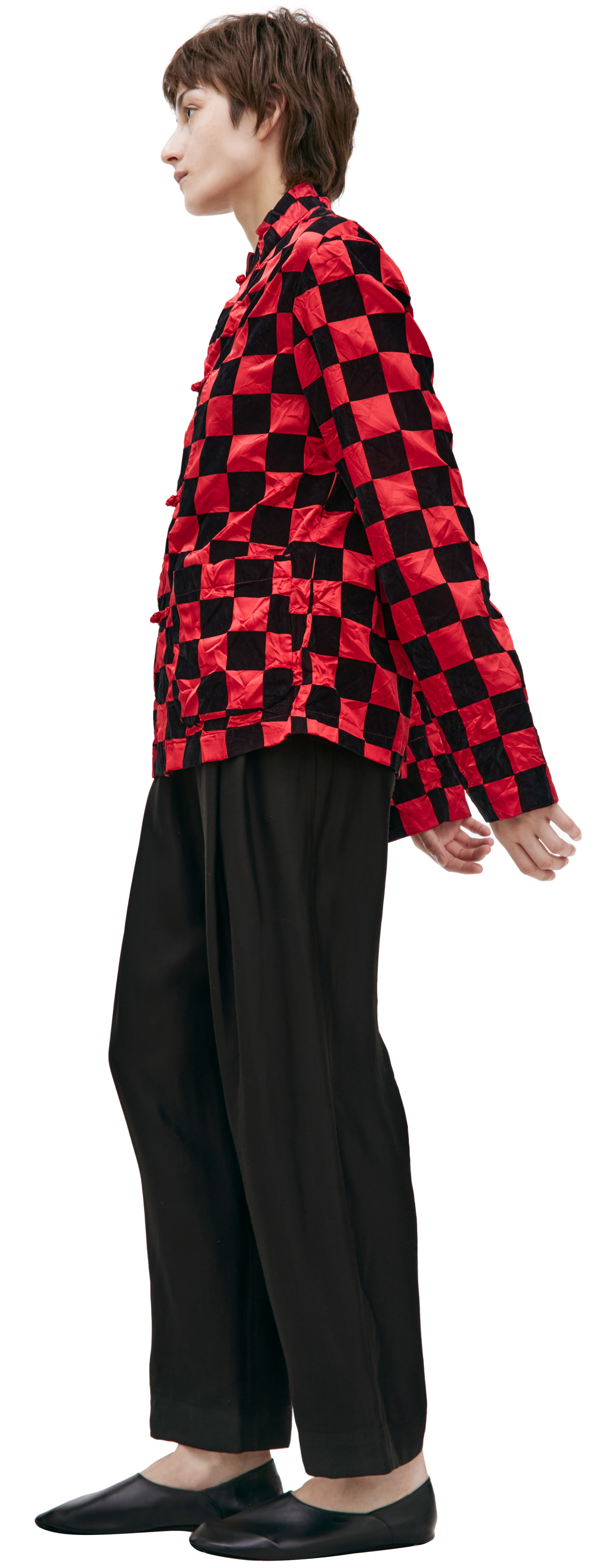 Comme des Garcons Checkered jacket with stand-up collar