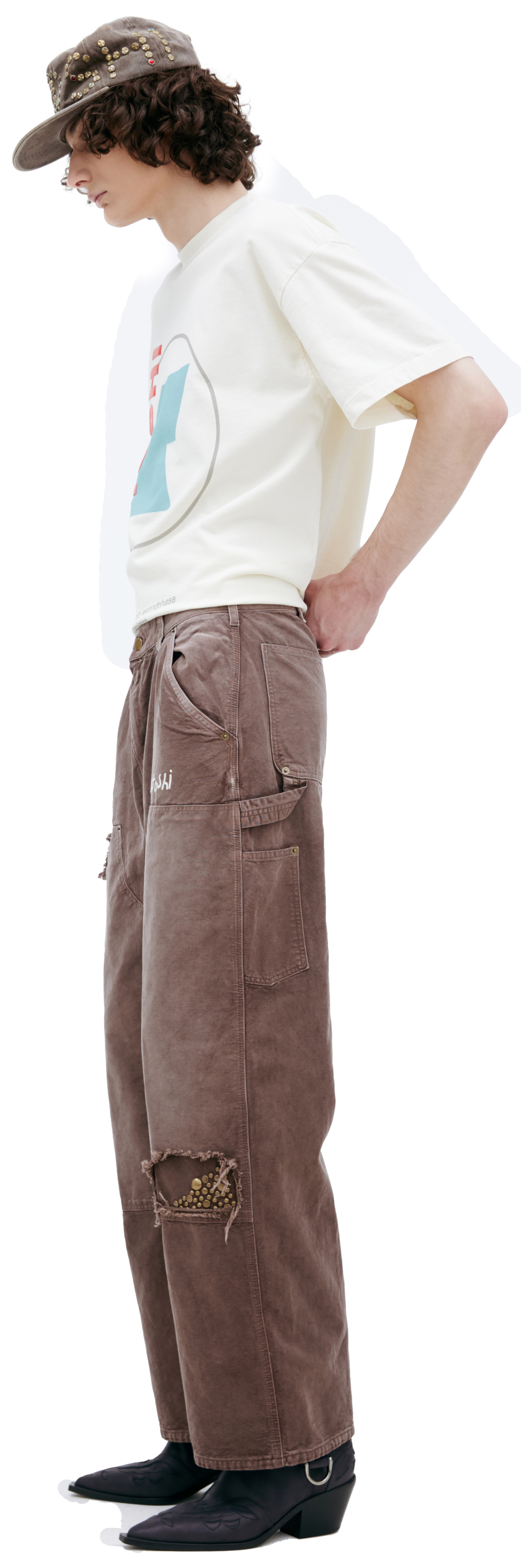 Satoshi Nakamoto Trousers with distressed effect