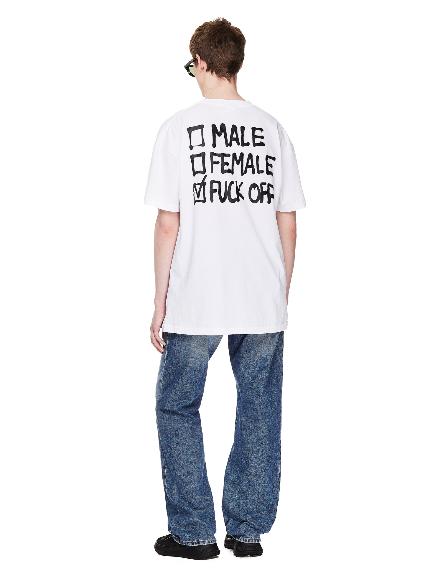 VETEMENTS Белая хлопковая футболка с принтом