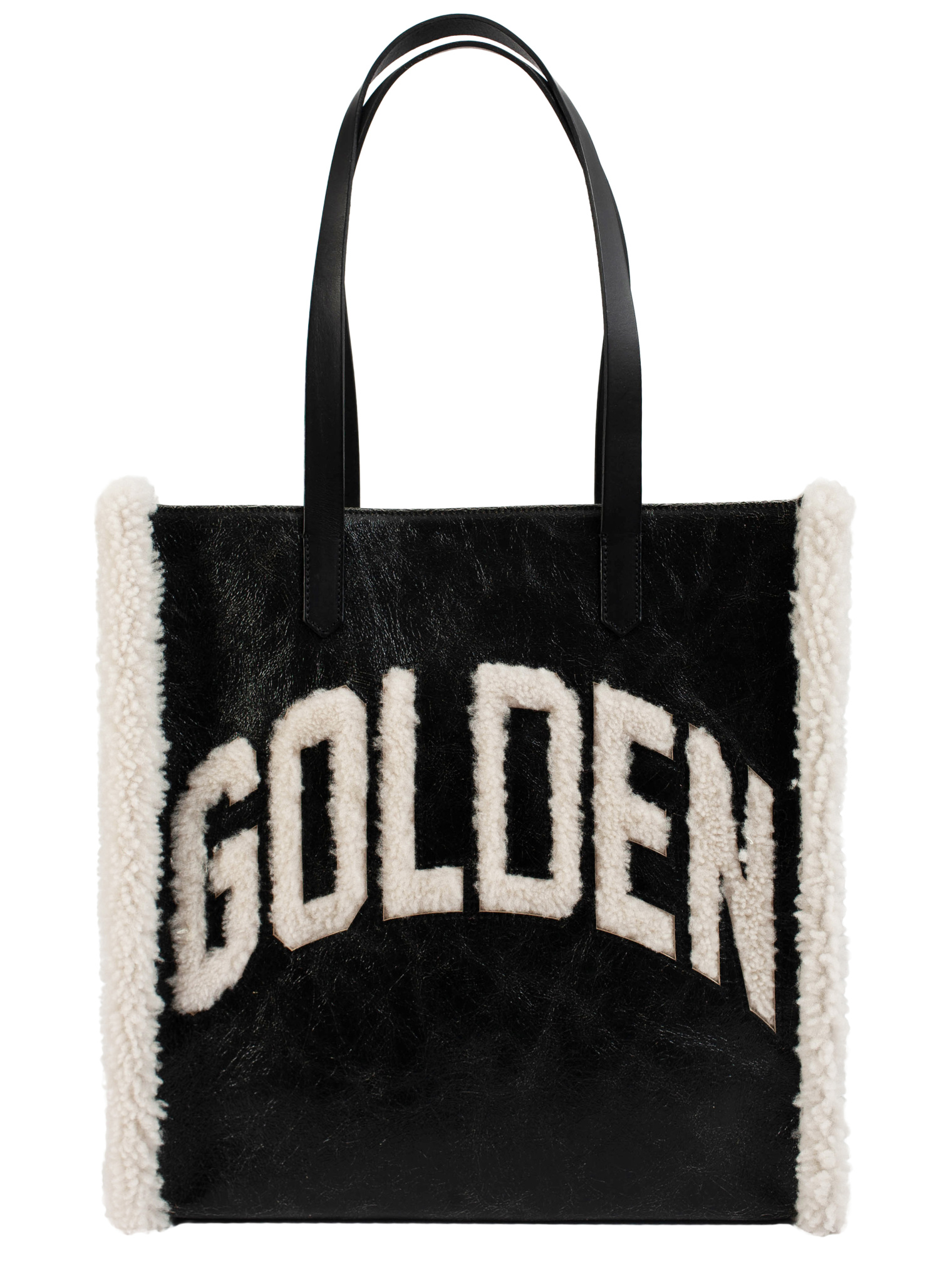 Golden Goose Black Shearling Logo Tote Bag