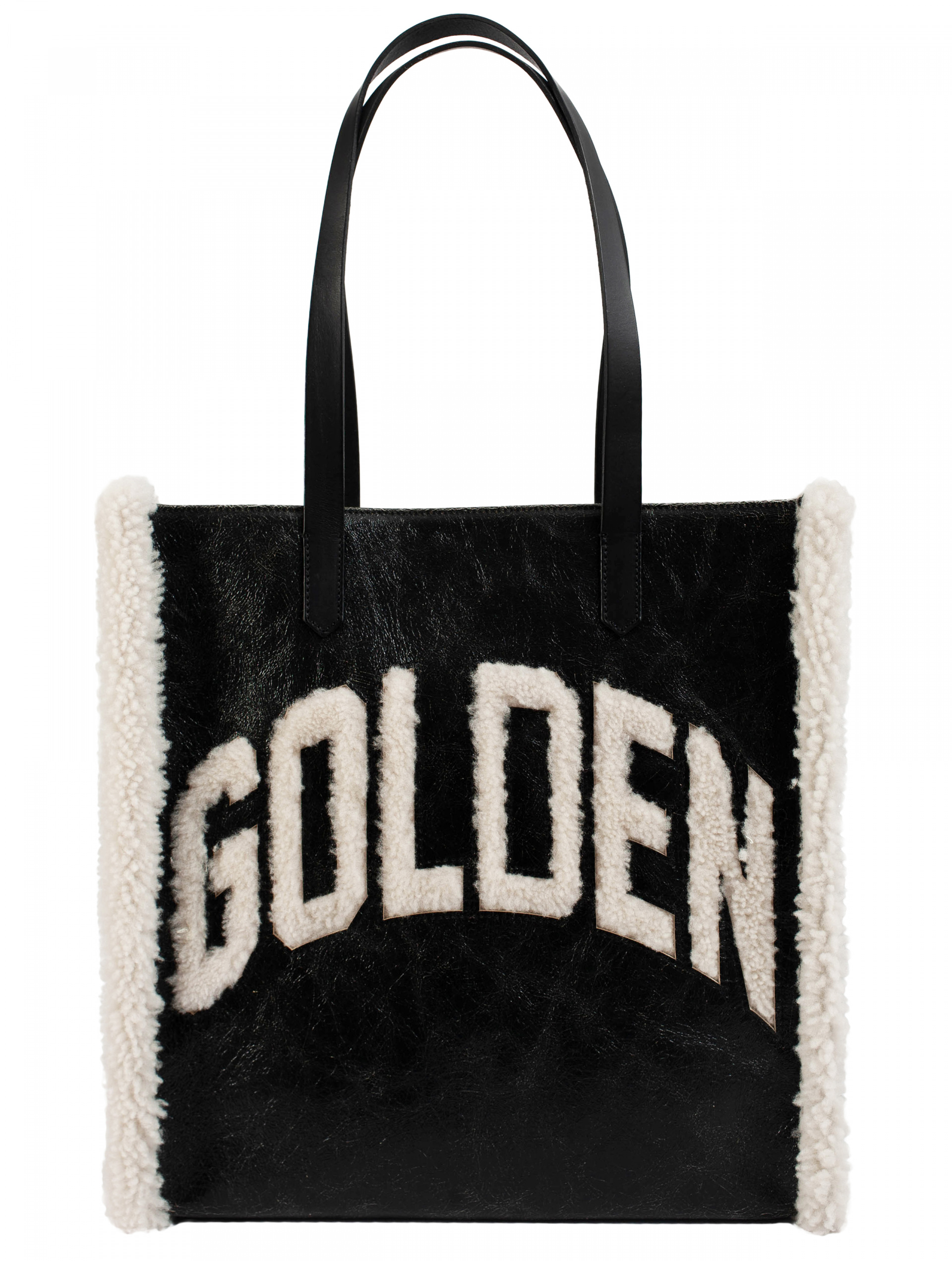 Golden Goose Black Shearling Logo Tote Bag