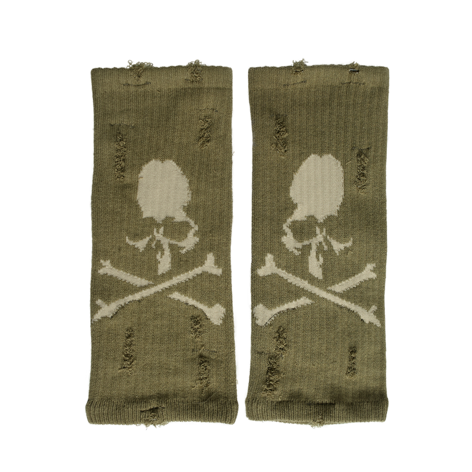 Mastermind WORLD Перчатки-MW25S14-AC006/OLIVE миттенки, рваные, вышивка лого, хаки