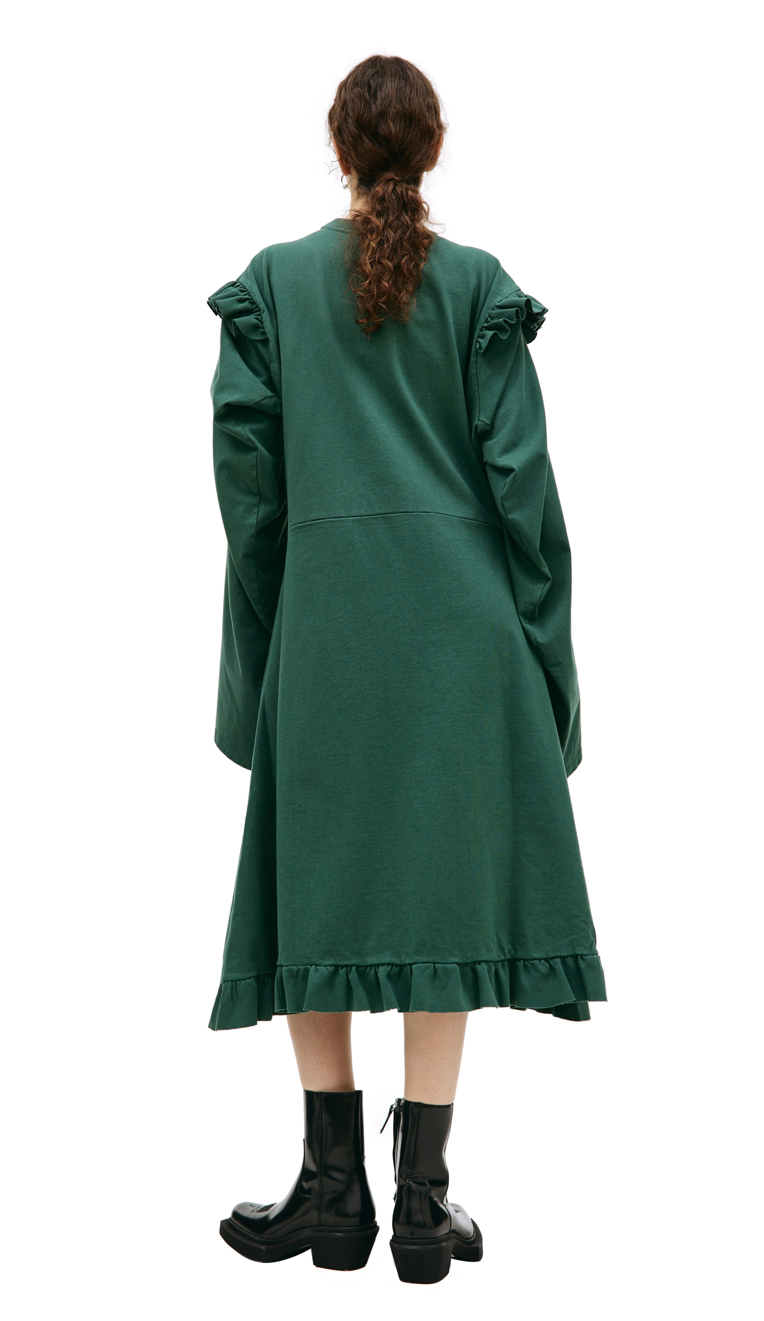 VETEMENTS Green ruffle midi dress