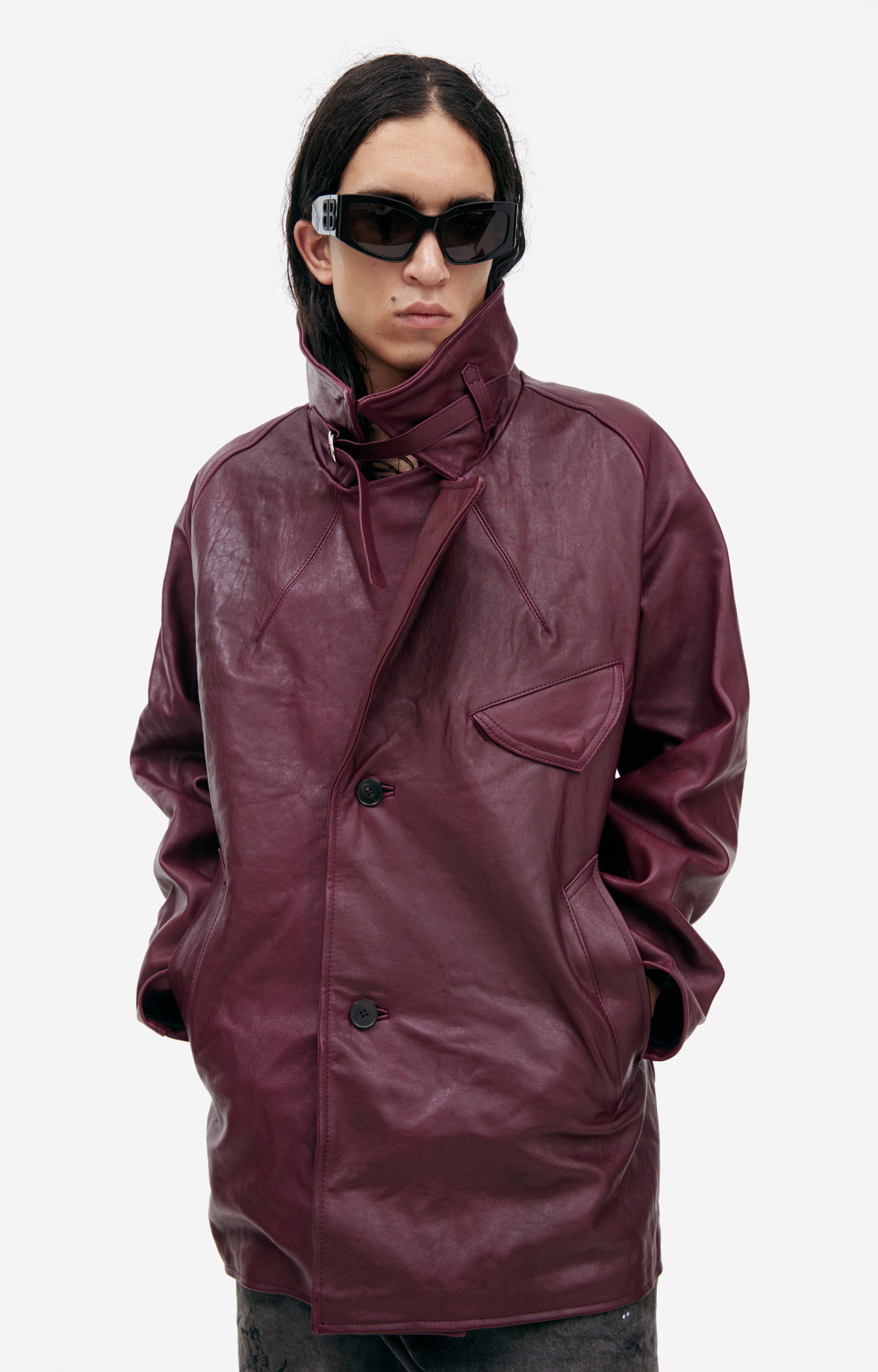 Enfants Riches Déprimés Burgundy leather jacket