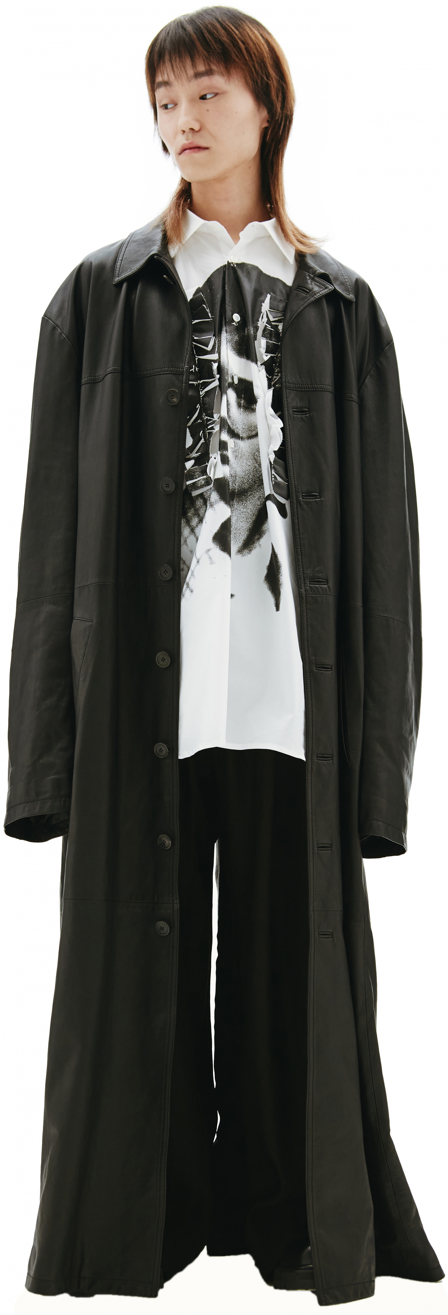 Balenciaga Black Leather Coat