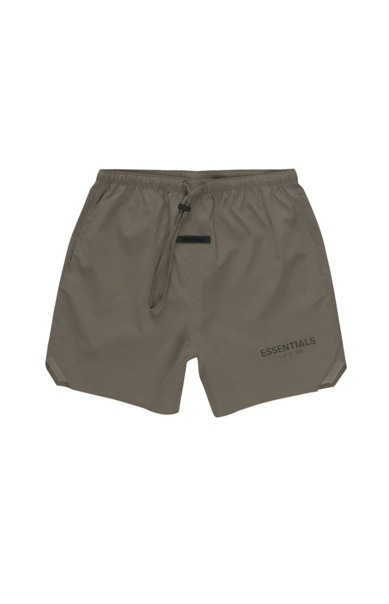 Buy Fear of God Essentials men brown logo print nylon shorts for $137 ...