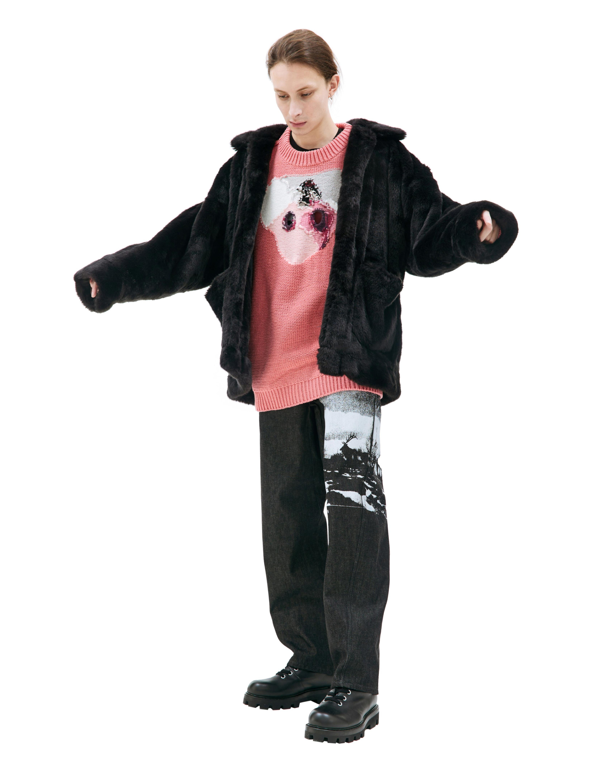 Doublet Black hand-painted faux-fur jacket