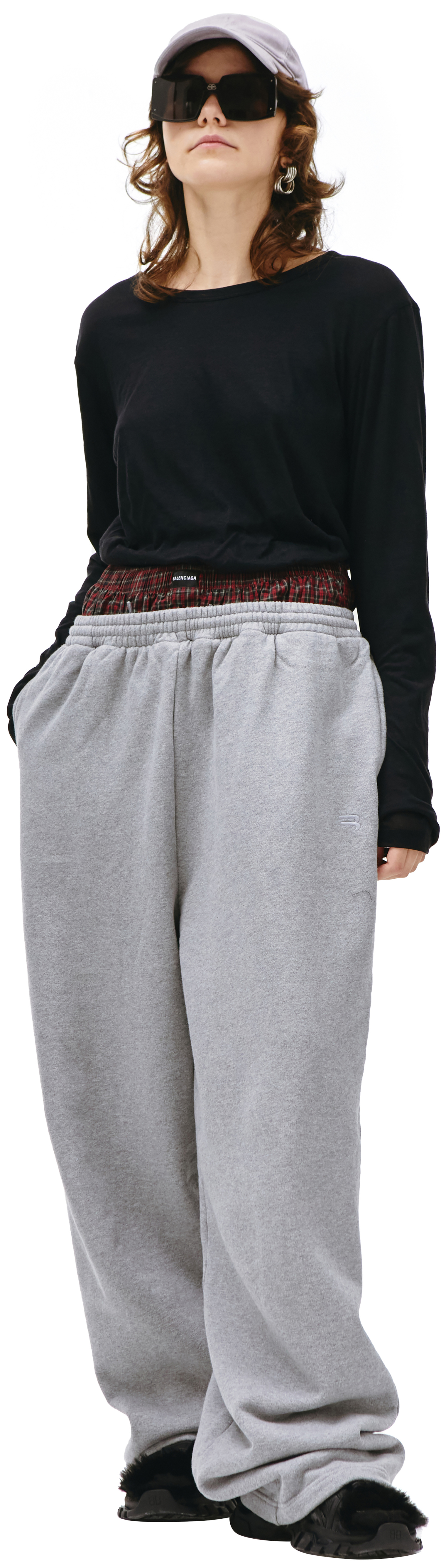 Balenciaga Double Waistband Sweatpants Red And Grey