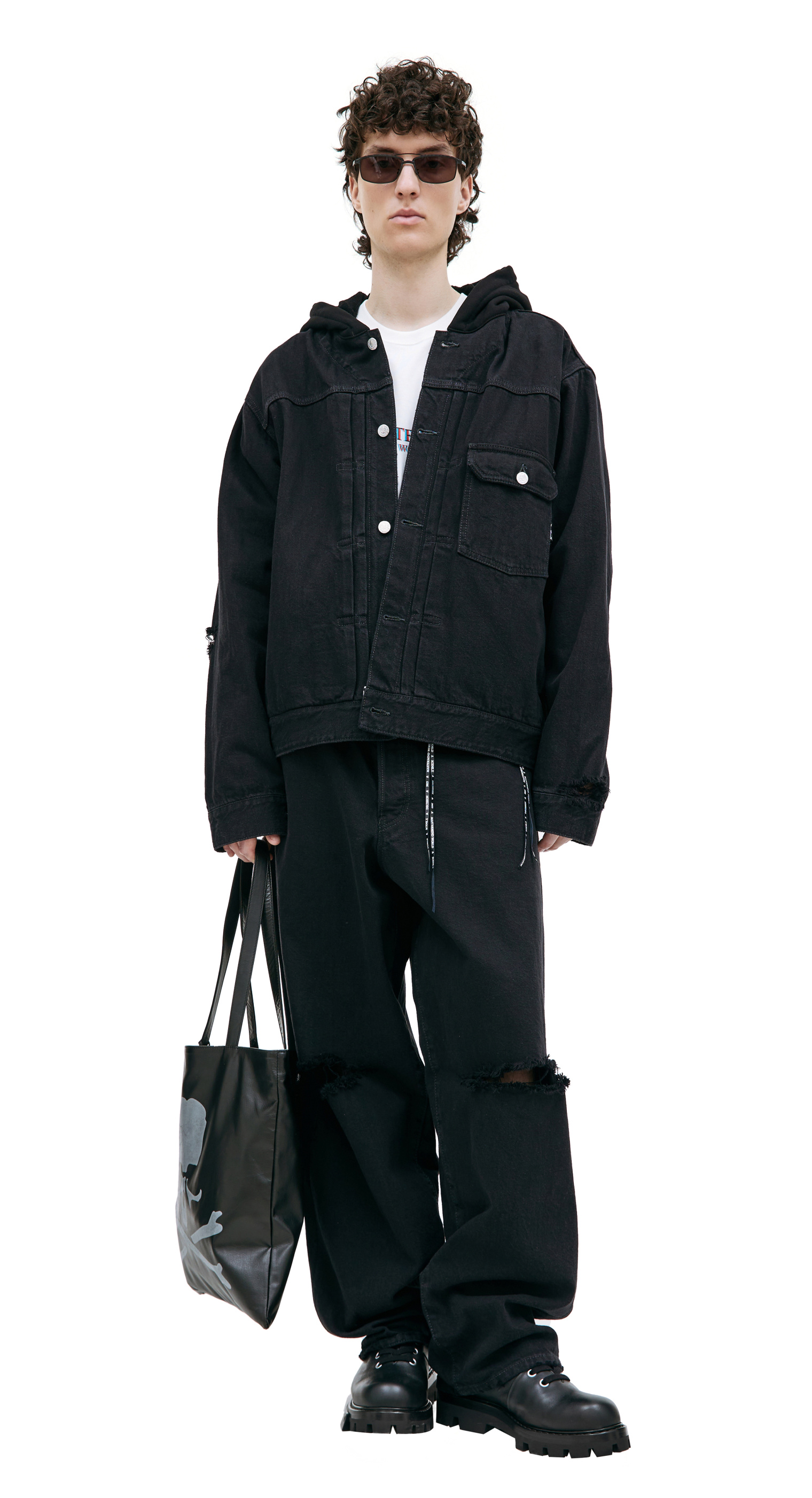 Mastermind WORLD Black leather tote bag