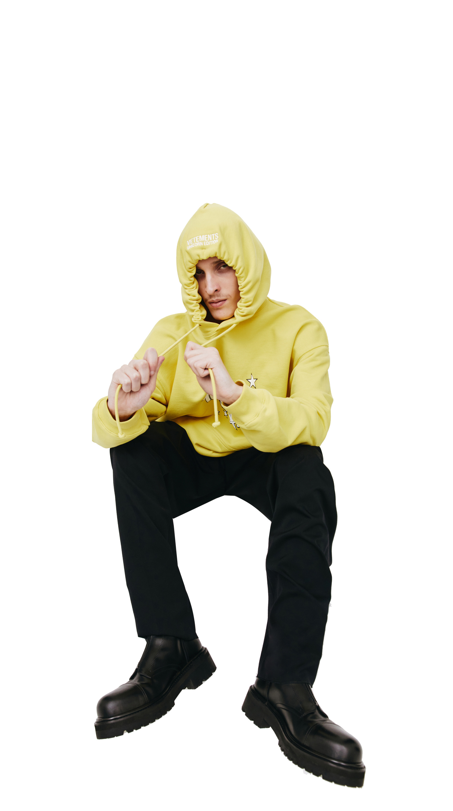 VETEMENTS Yellow Cotton Oversize Unicorn Hoodie