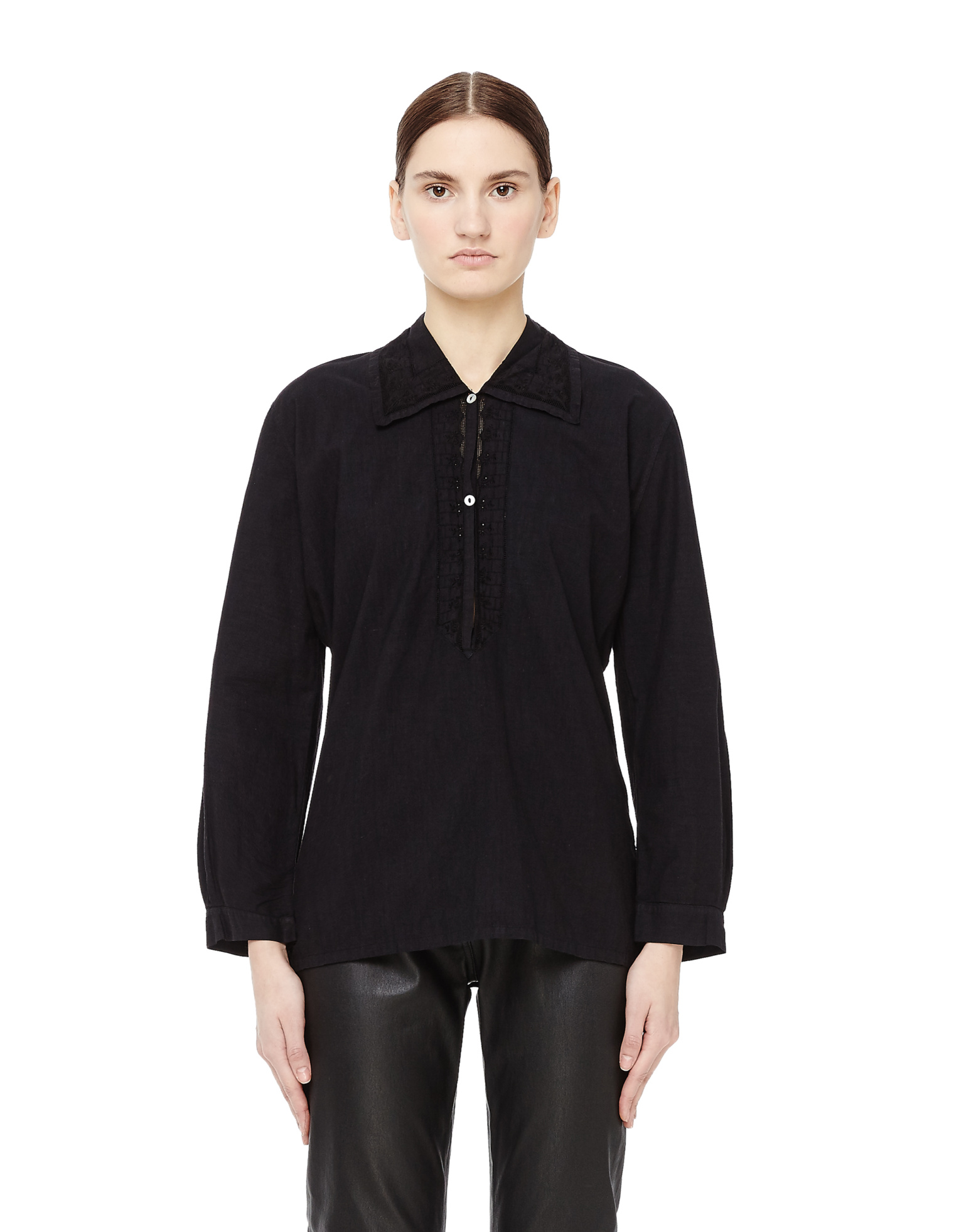 Blackyoto Lace Trimmed Cotton Shirt