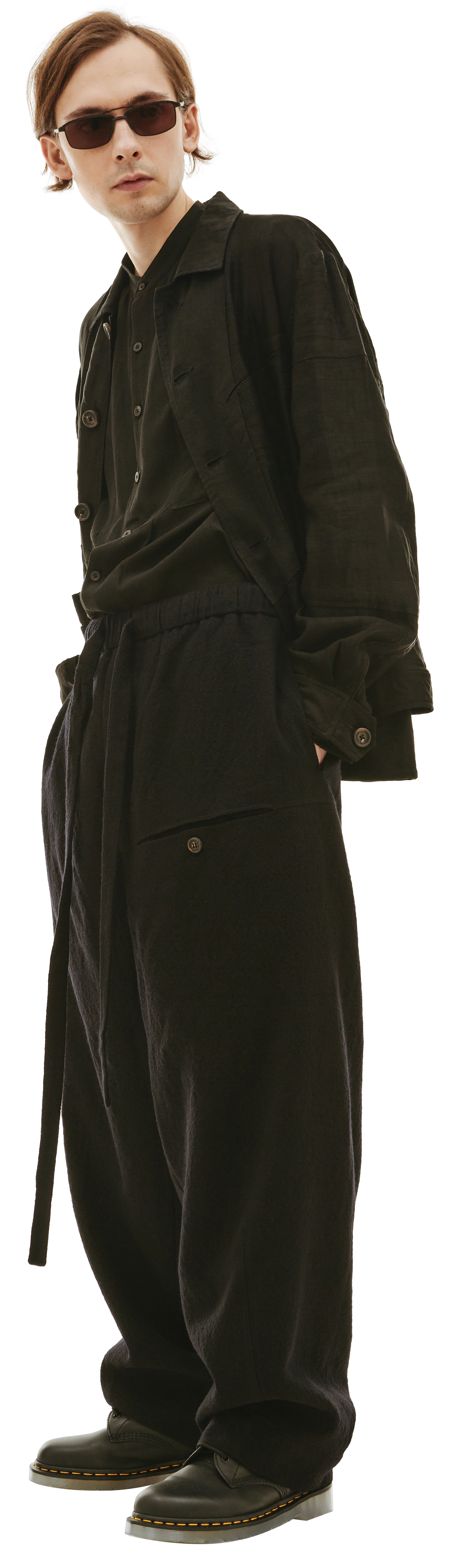 Ziggy Chen Wool waist drawstring trousers