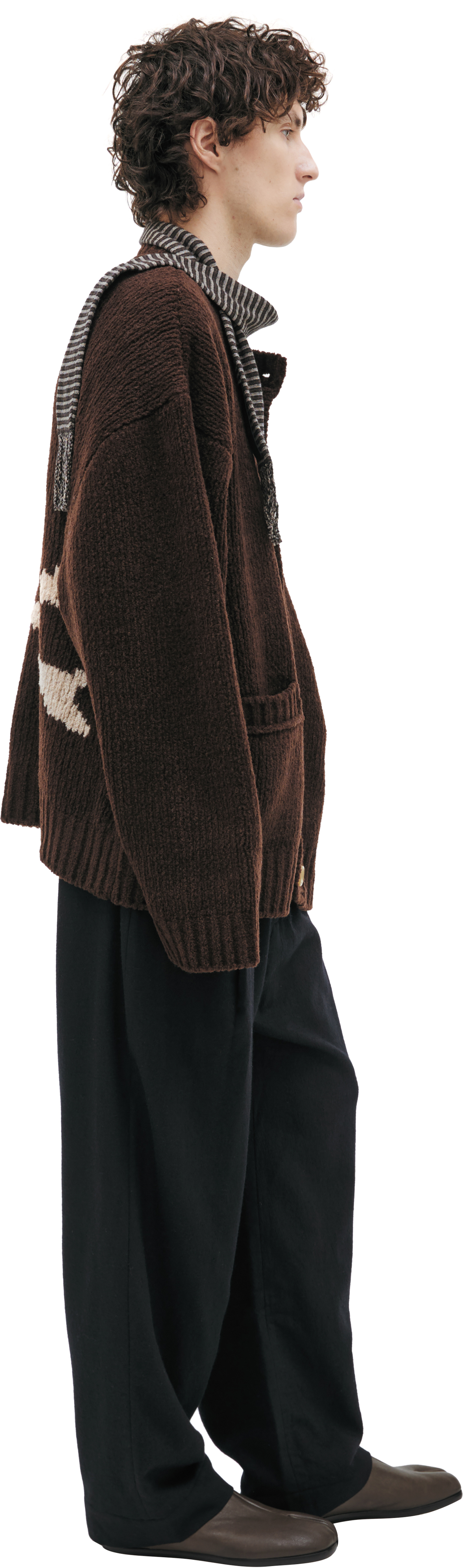 Buy Mastermind WORLD men burgundy chunky-knit cardigan for €3,790
