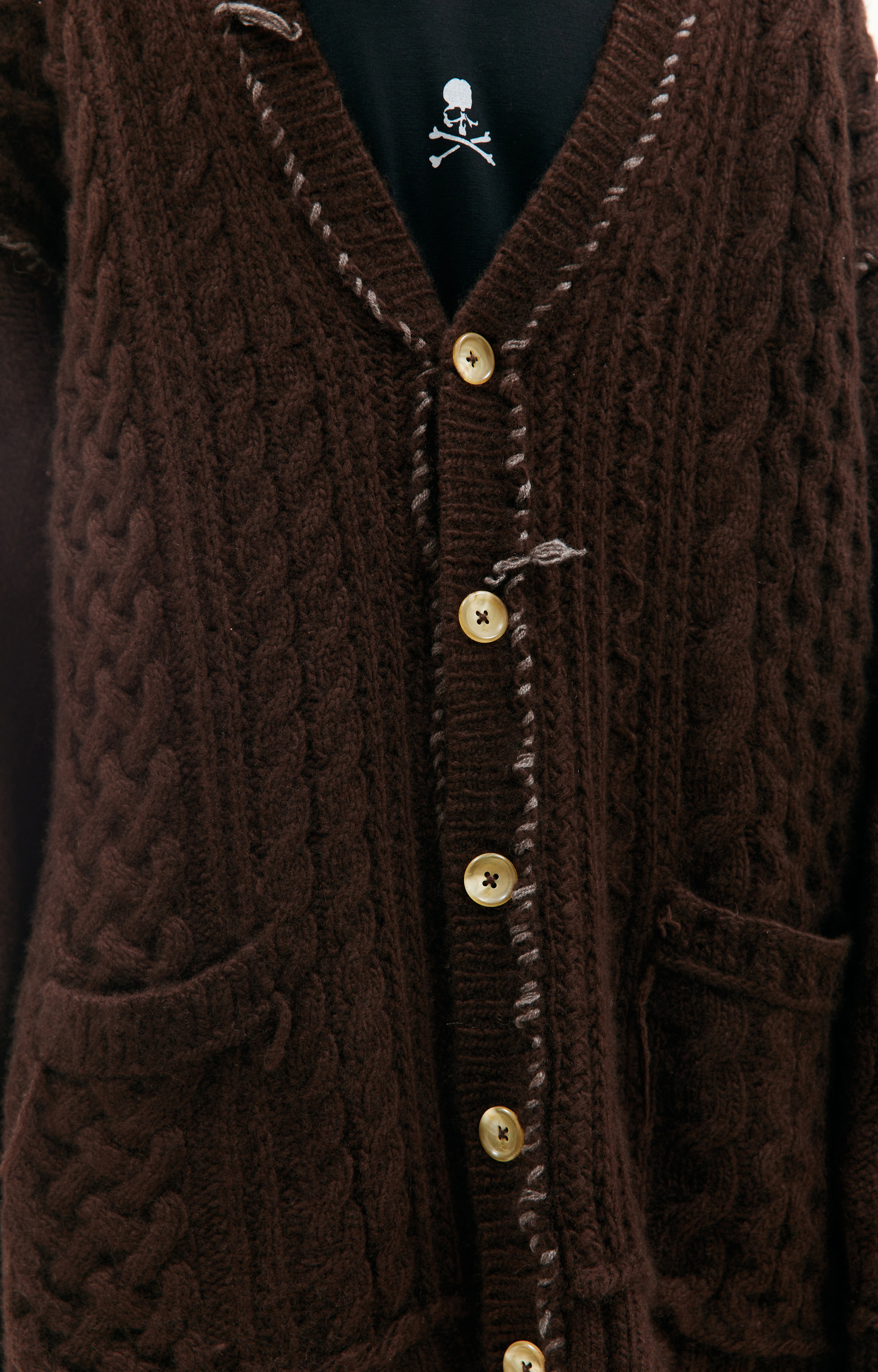 Mastermind WORLD Brown cashmere cardigan