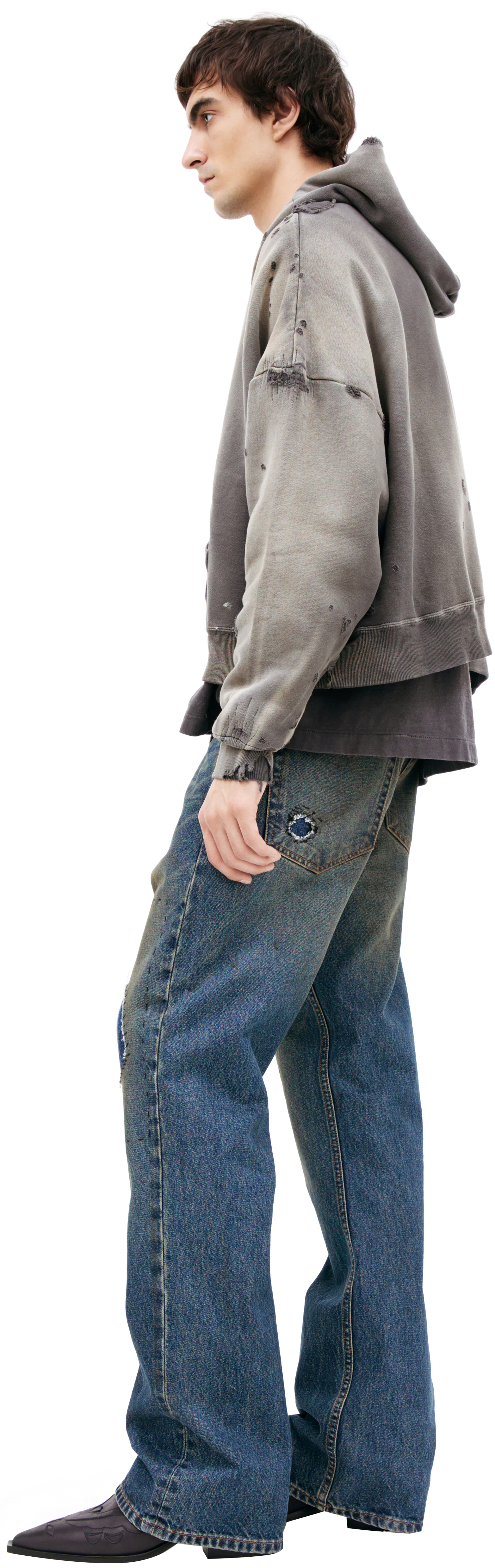 Saint Mxxxxxx Ripped hoodie with zipper