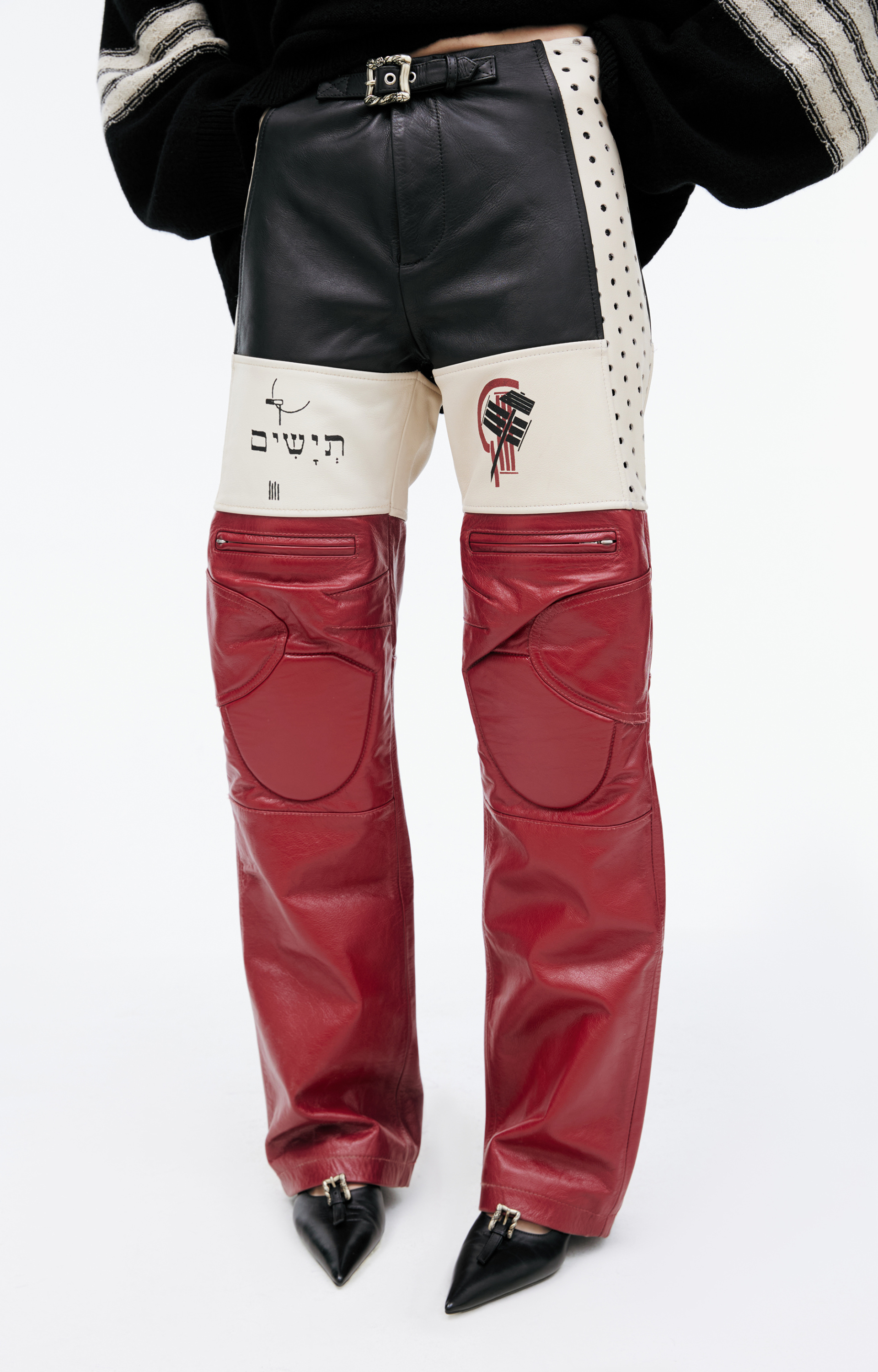 Enfants Riches Déprimés Combination leather trousers