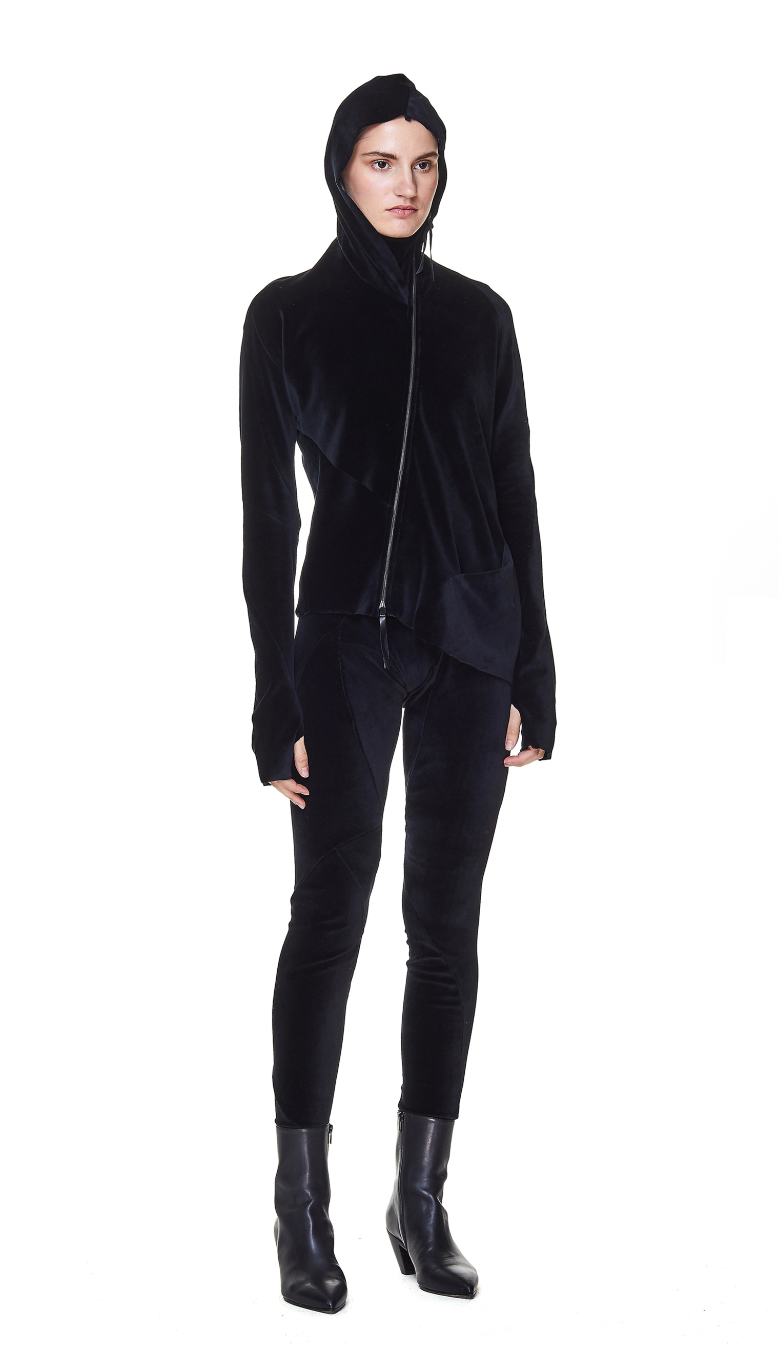 Leon Emanuel Blanck Black Velvet Deconstructed Leggings