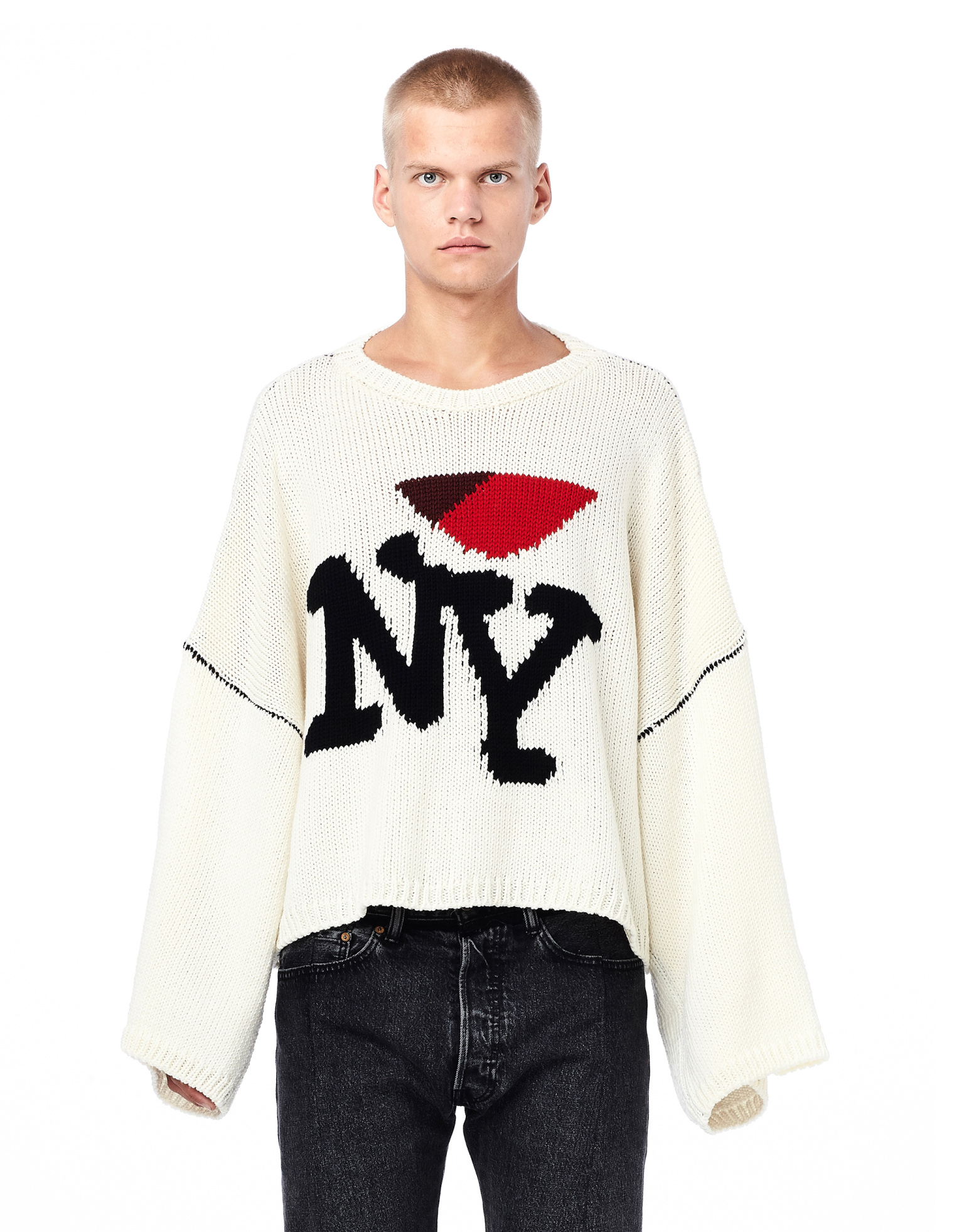 Raf Simons I <3 NY Oversized Intarsia Wool Sweater