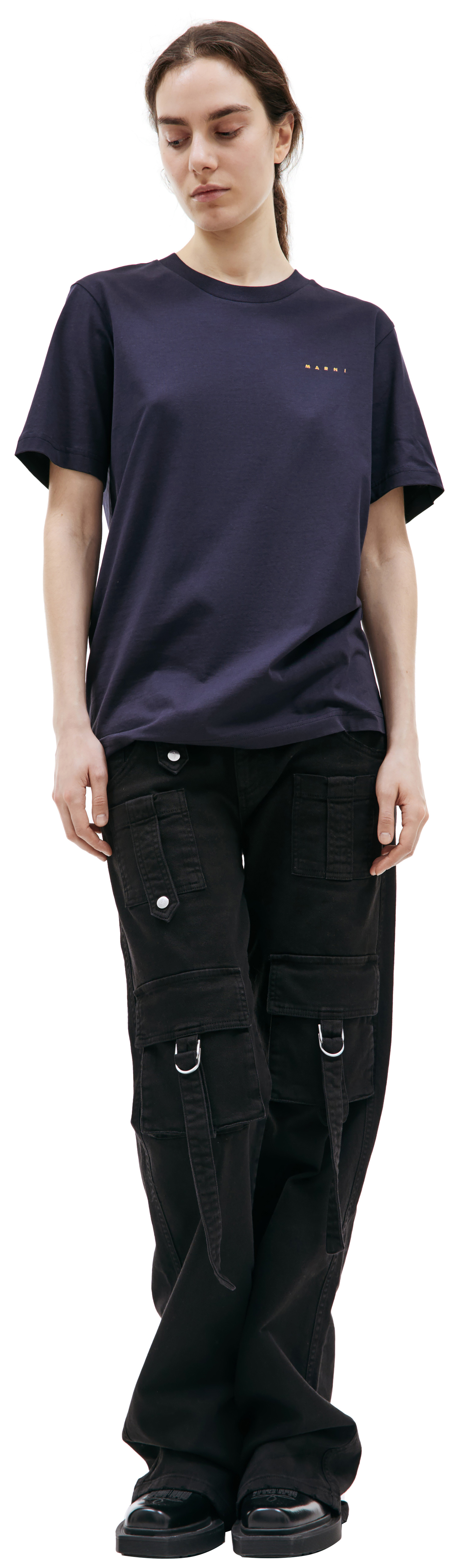 Marni Navy cotton t-shirt with logo