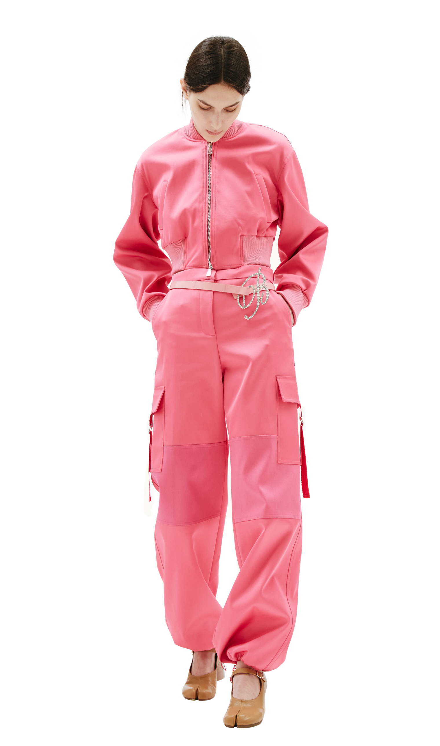 Blumarine Satin-finish Cropped Bomber Jacket