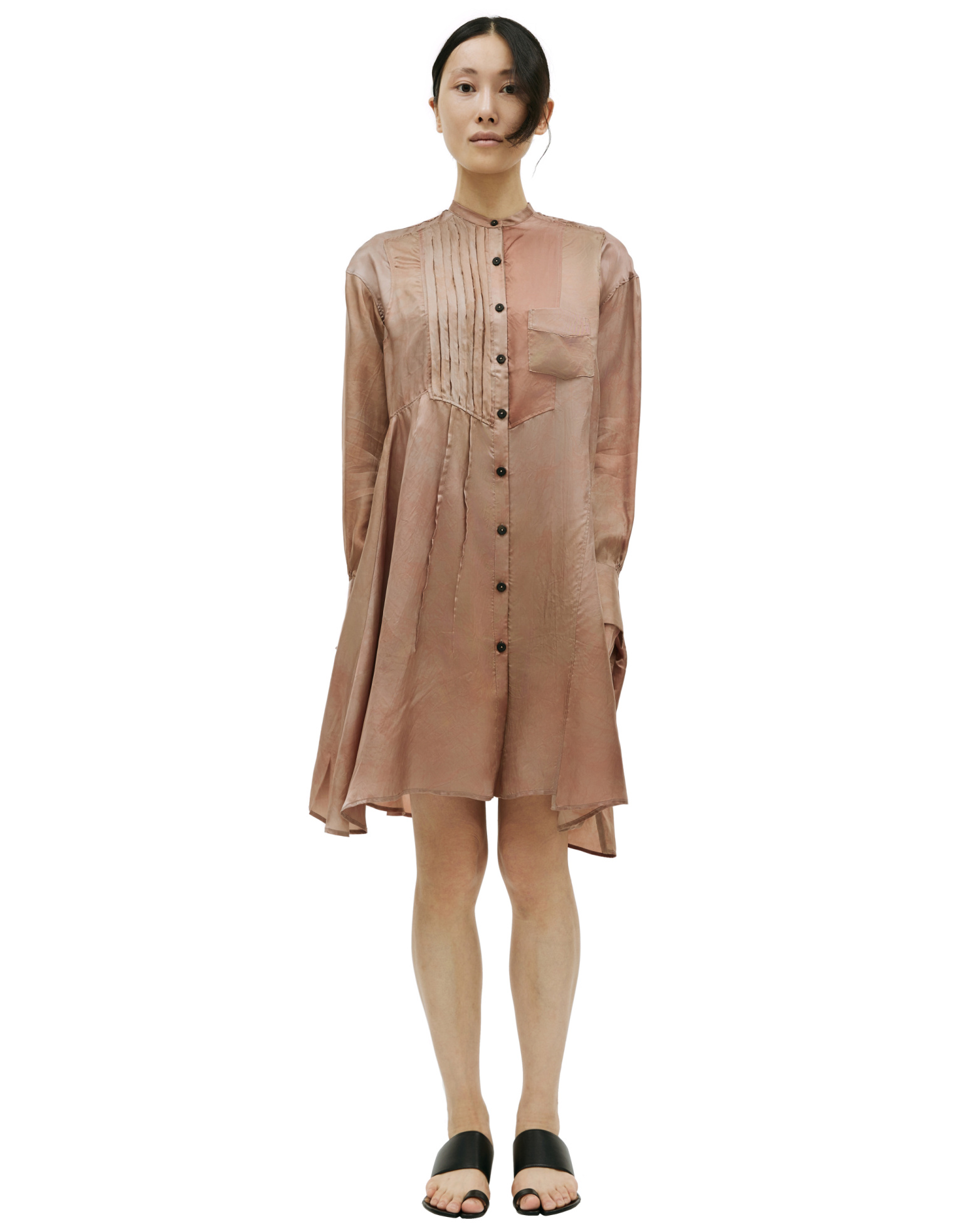 Ziggy Chen Платье-0W2310605 рубашка, ассиметричная, защипы на груди, розовый