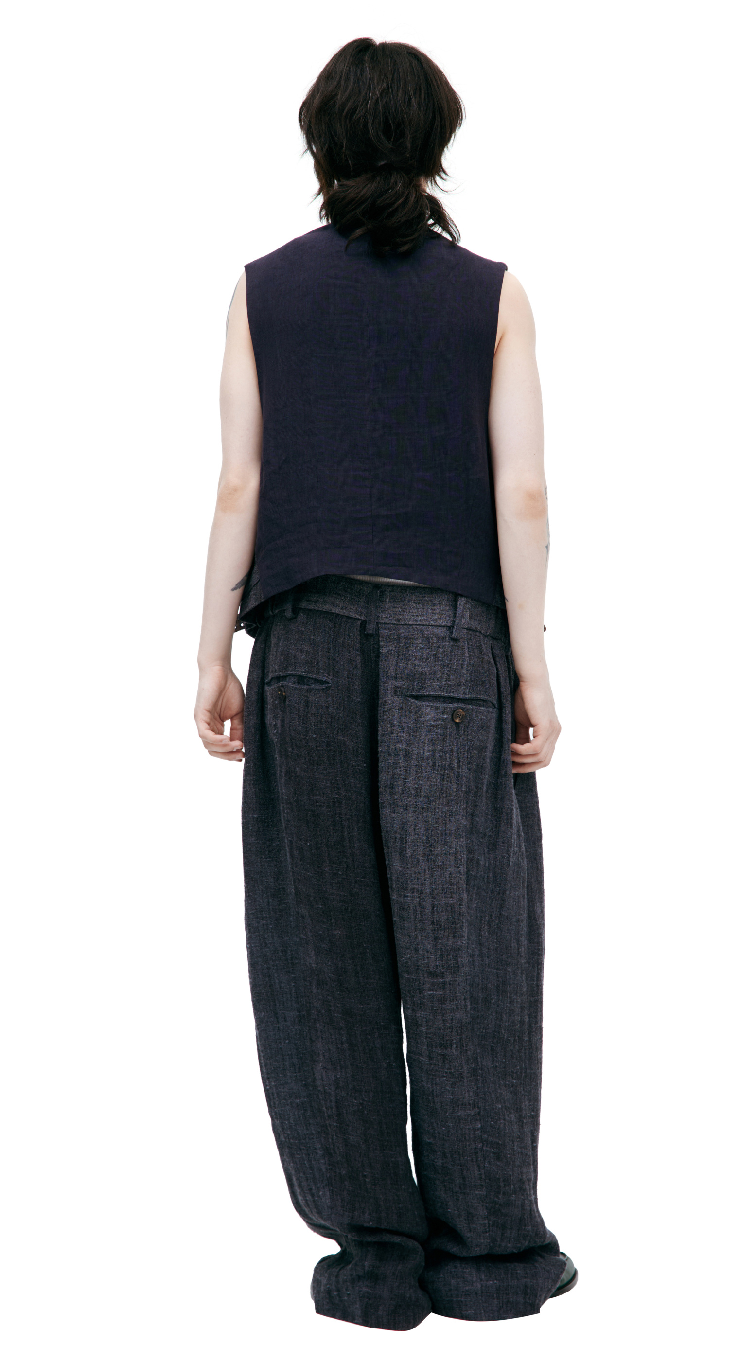 Ziggy Chen Linen vest with buttons