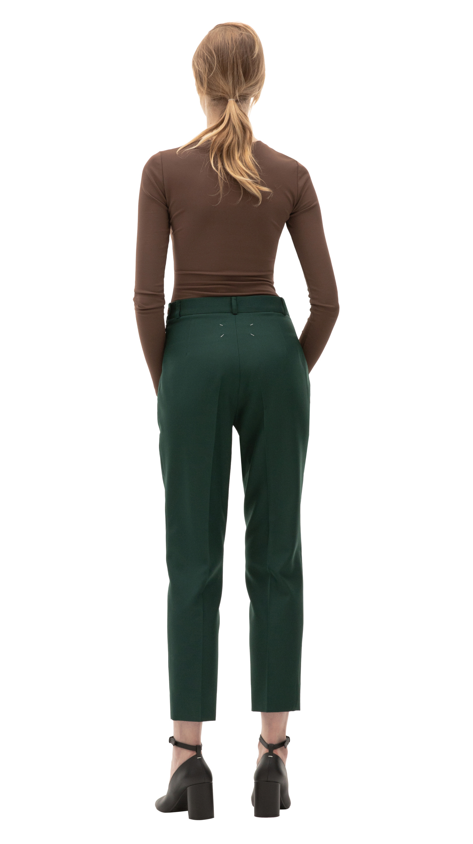 Maison Margiela Green High-Waisted Trousers