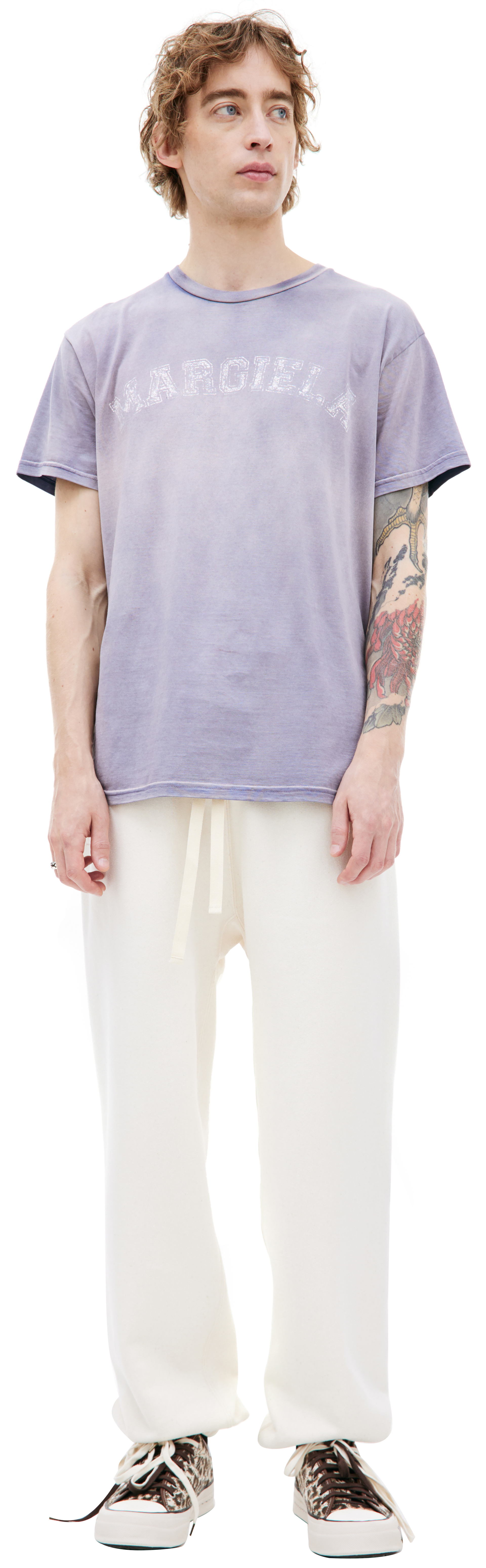 Maison Margiela Футболка-S51GC0519/S20079/225 принт лого, выстир, серый